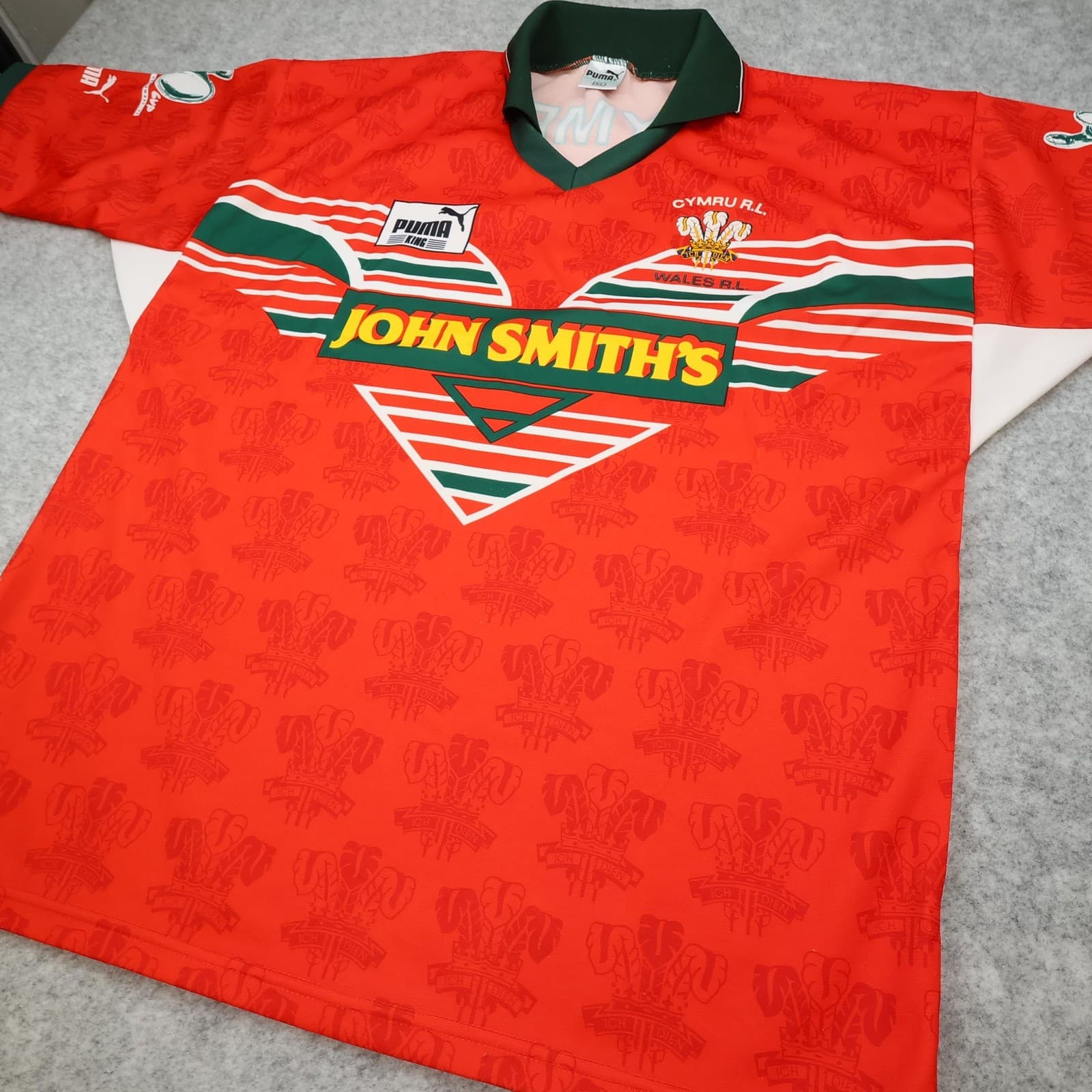 Vintage Wales Rugby League Shirt Mens XL Red Puma 1995 John Smith's Jersey photo 3