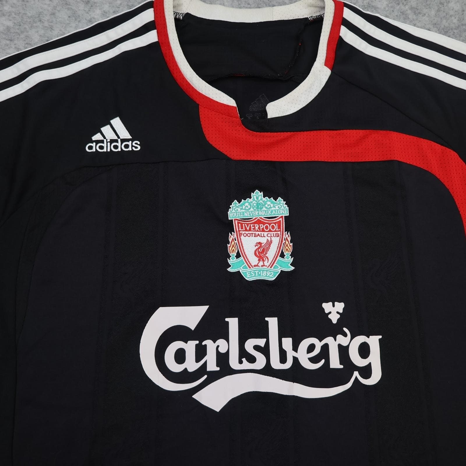 Liverpool Shirt Mens Large Black 2007 2008 Third Adidas Carlsberg Jersey photo 3