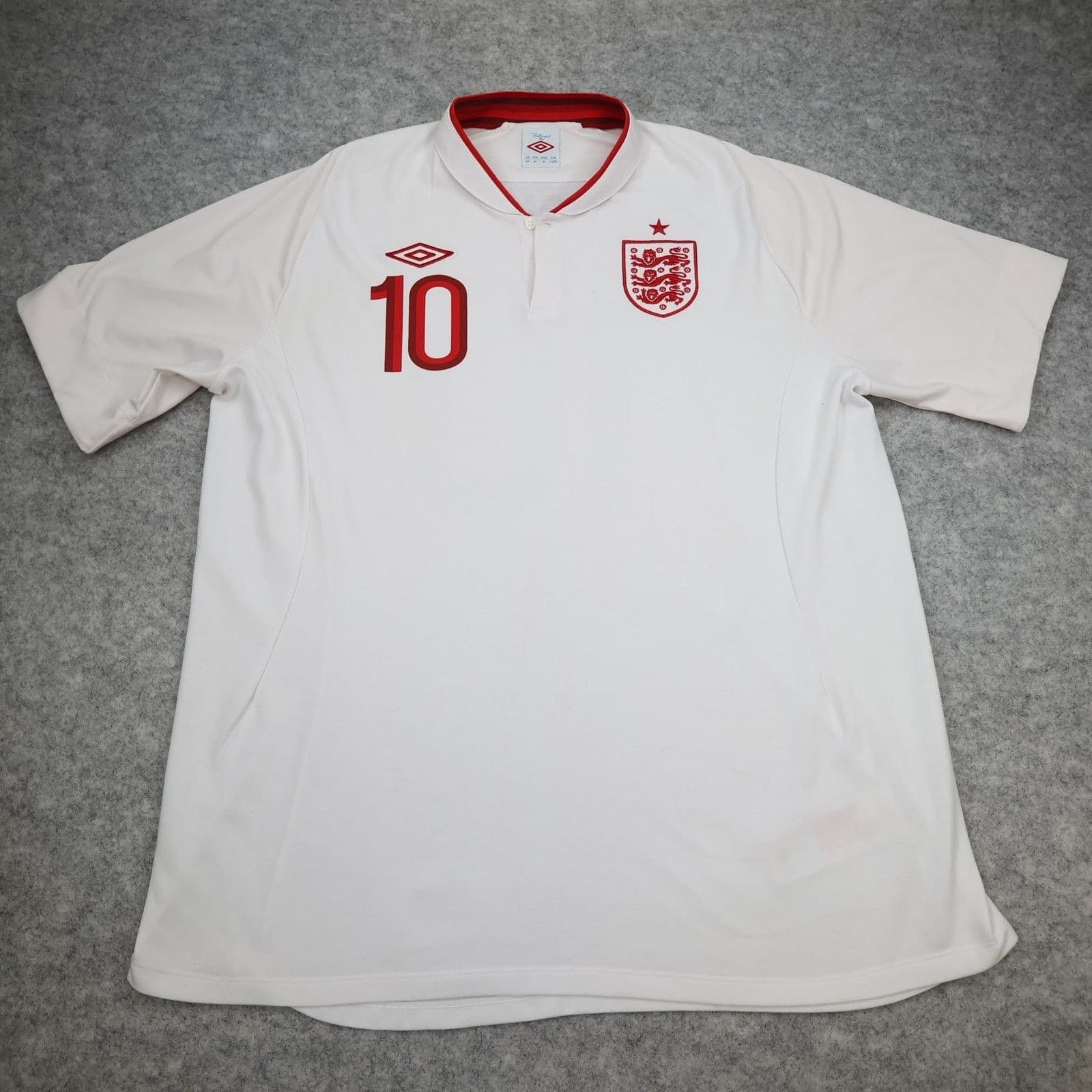 England Football Shirt 2XL White Home Kit Umbro 2012 2013 Wayne Rooney 50" photo 2