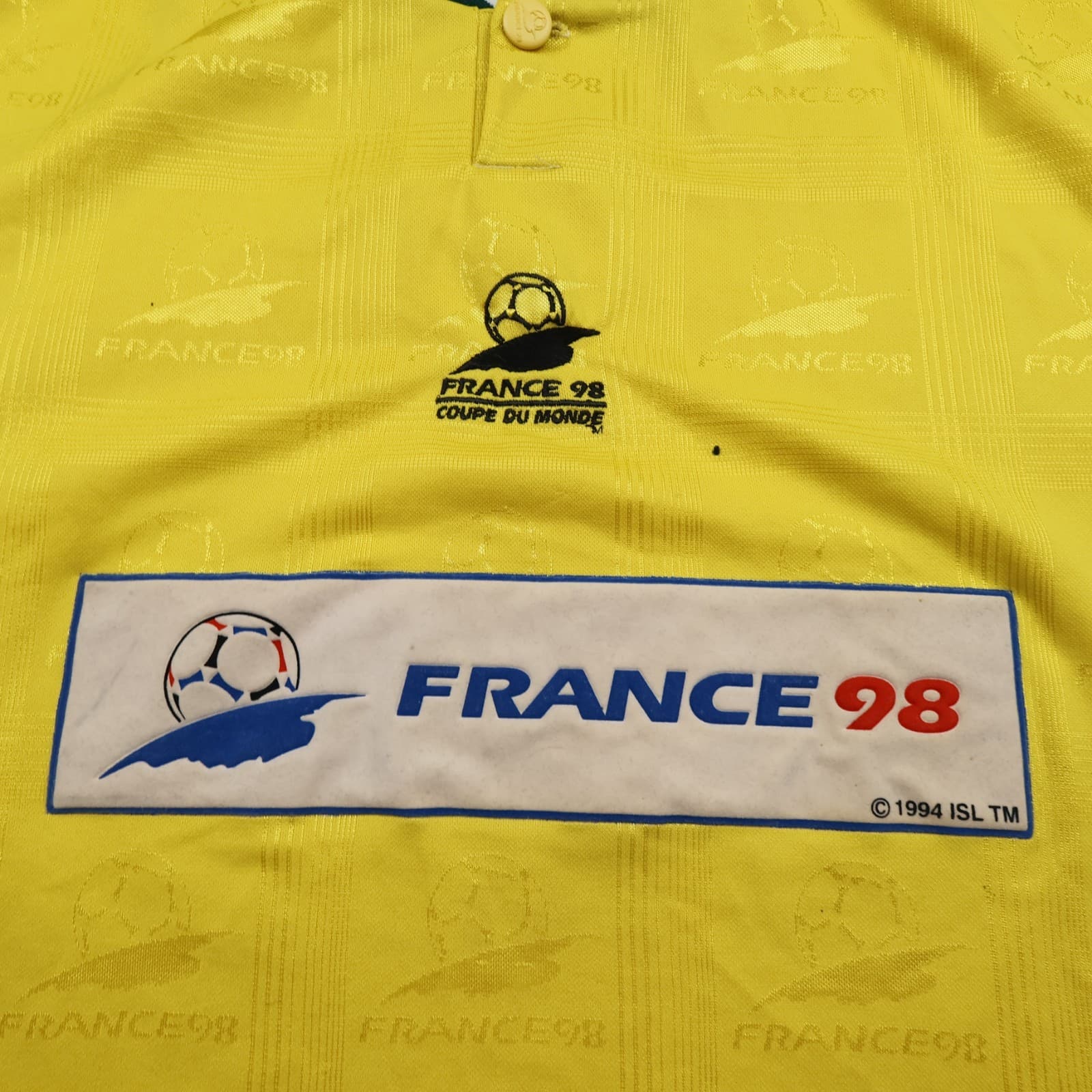 Vintage France Football Shirt Large Yellow Cup 98 1998 90s Coupe Du Monde photo 3