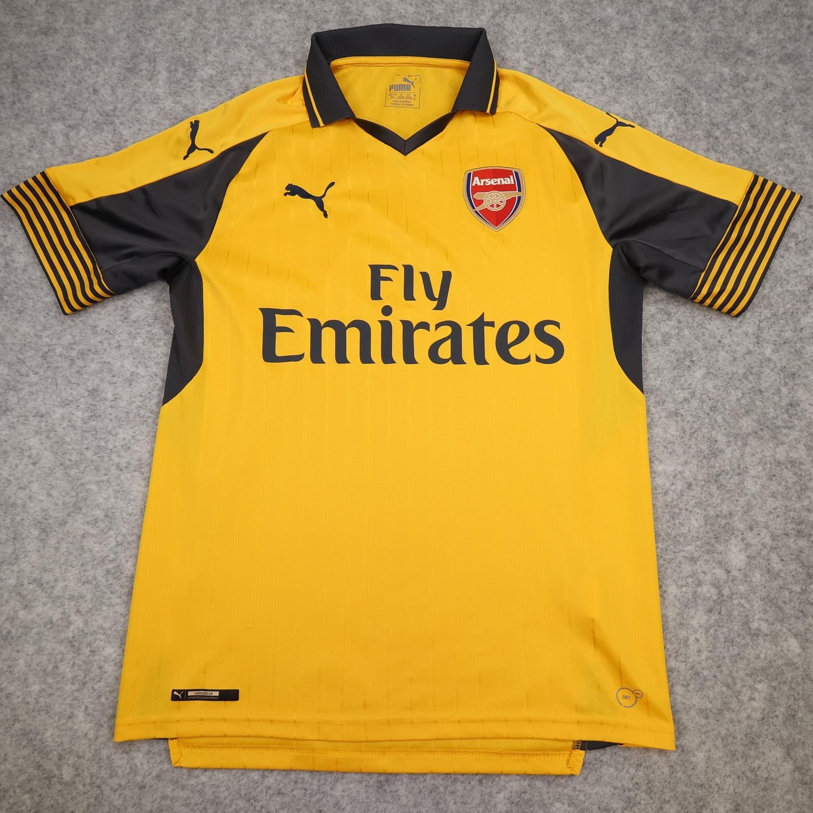 Arsenal Away Shirt Mens Small Yellow 2016 2017 Football Soccer Puma Jersey