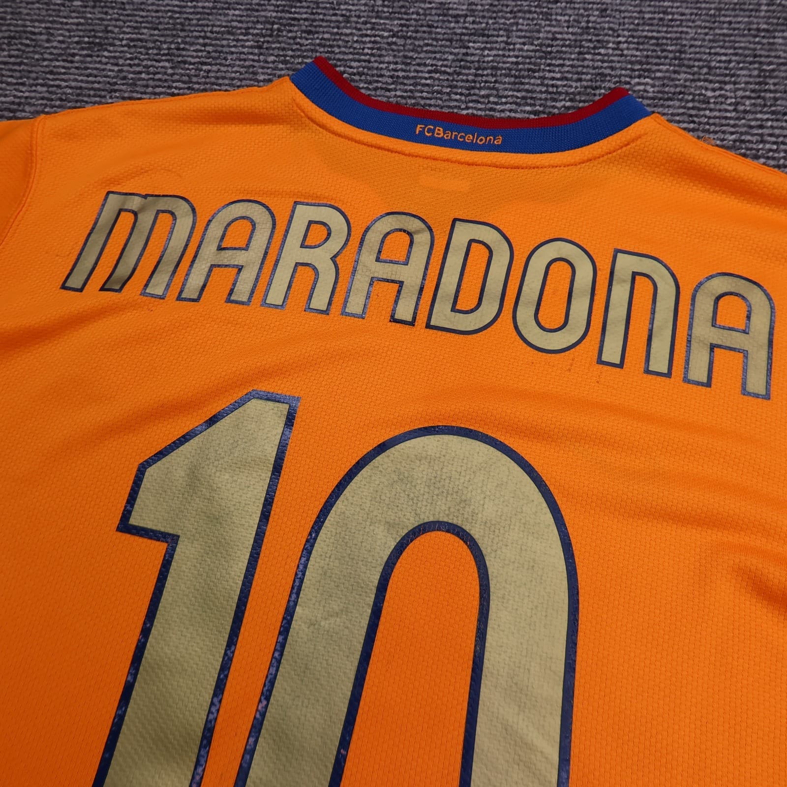Barcelona Shirt Large Orange Away 2006 2008 Nike Football Diego Maradona Jersey photo 10