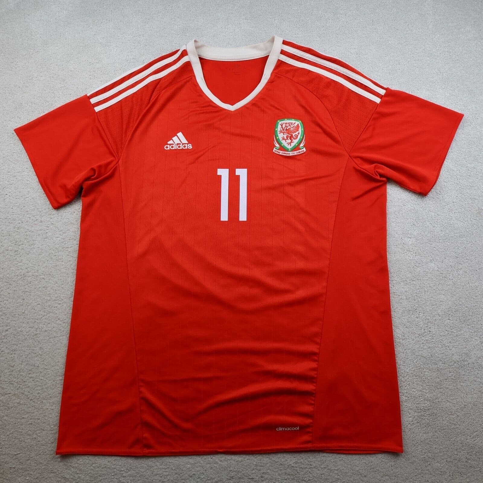 Wales Football Shirt Extra Large Red Home Euro 2016 Adidas Jersey Gareth Bale photo 2