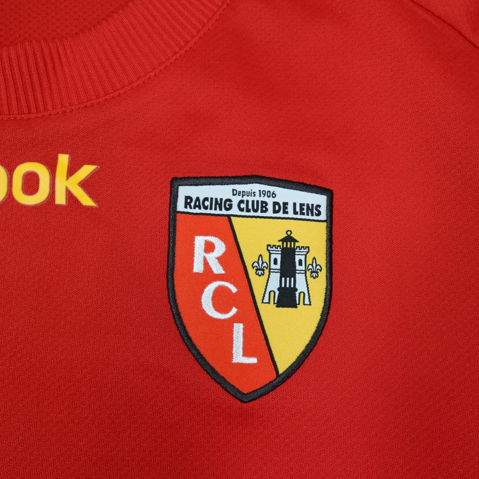 Rc Lens Football Shirt Medium Red Home Kit 2009 2010 Reebok Soccer Jersey photo 4