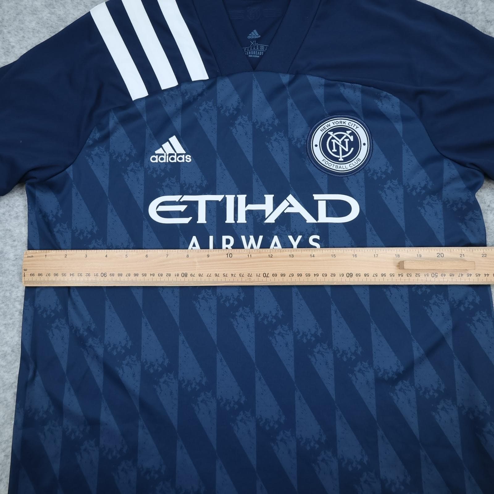 New York City FC Away Shirt Mens XL Blue 2020 Adidas Etihad Airways photo 9