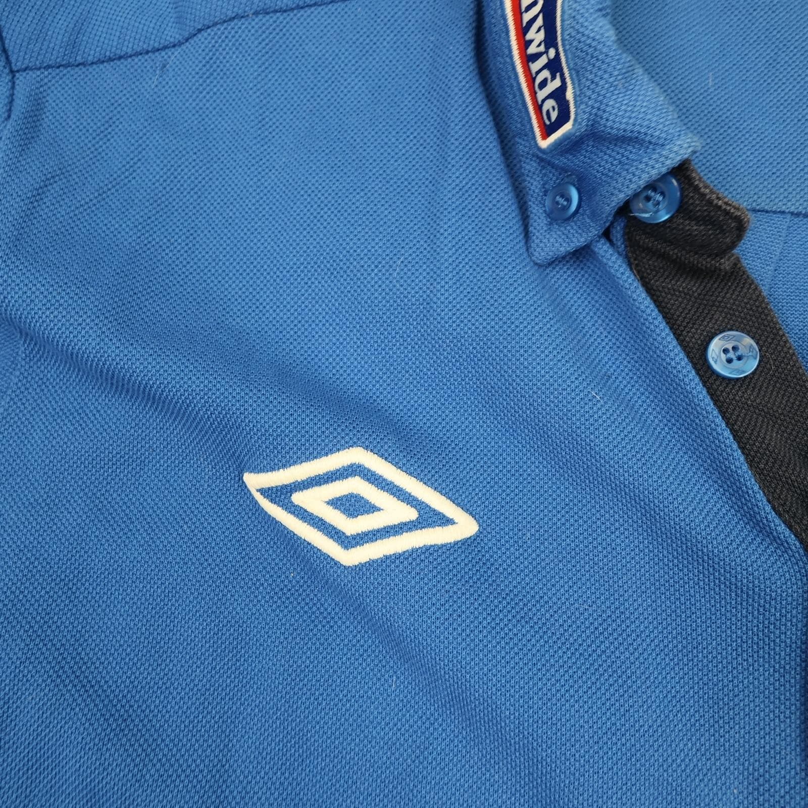 England Training Shirt Mens XL Blue Football Umbro Nationwide Polo 2000s photo 4