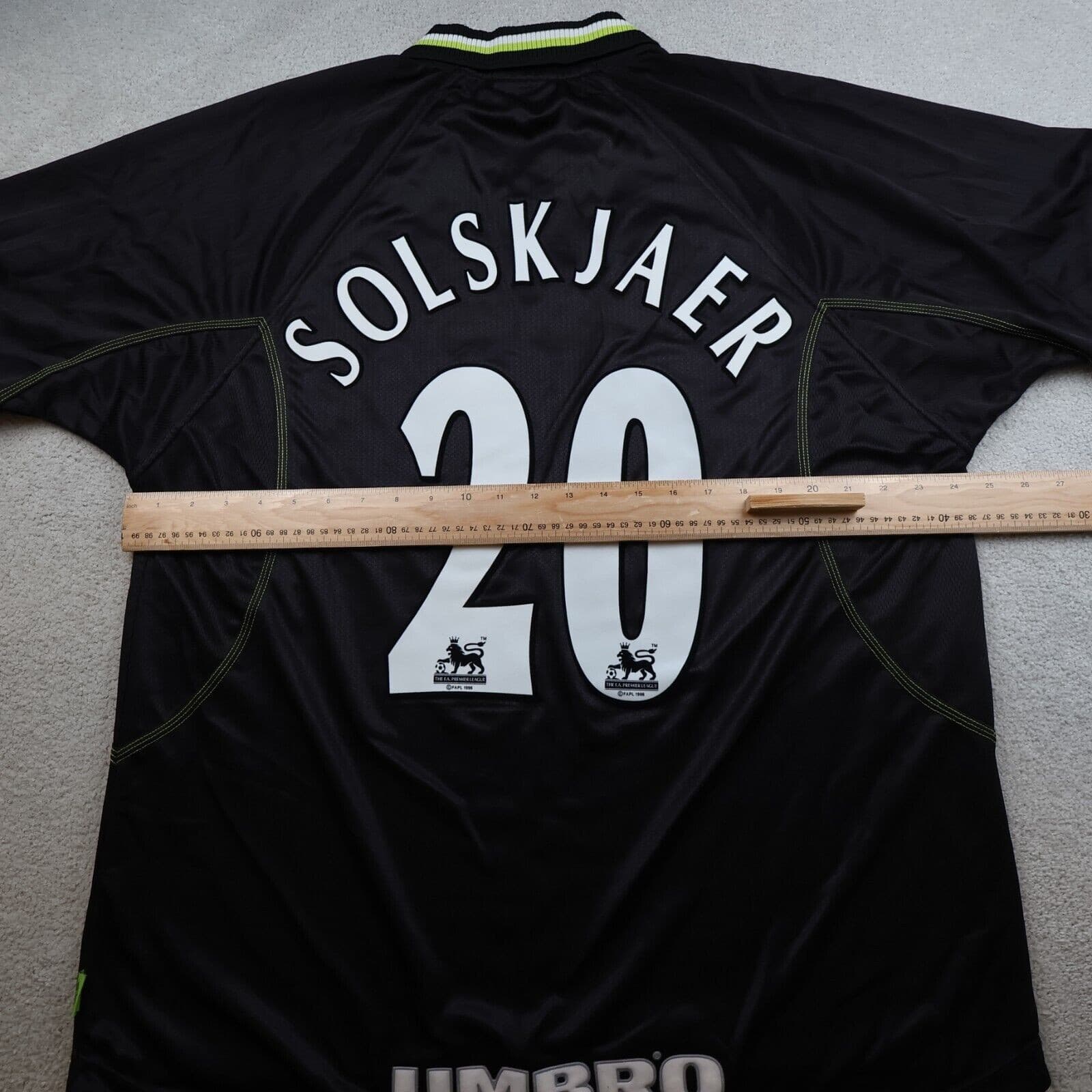 Vintage Manchester United Shirt 2XL Black Third Kit 1998 1999 Jersey Solskjaer photo 9