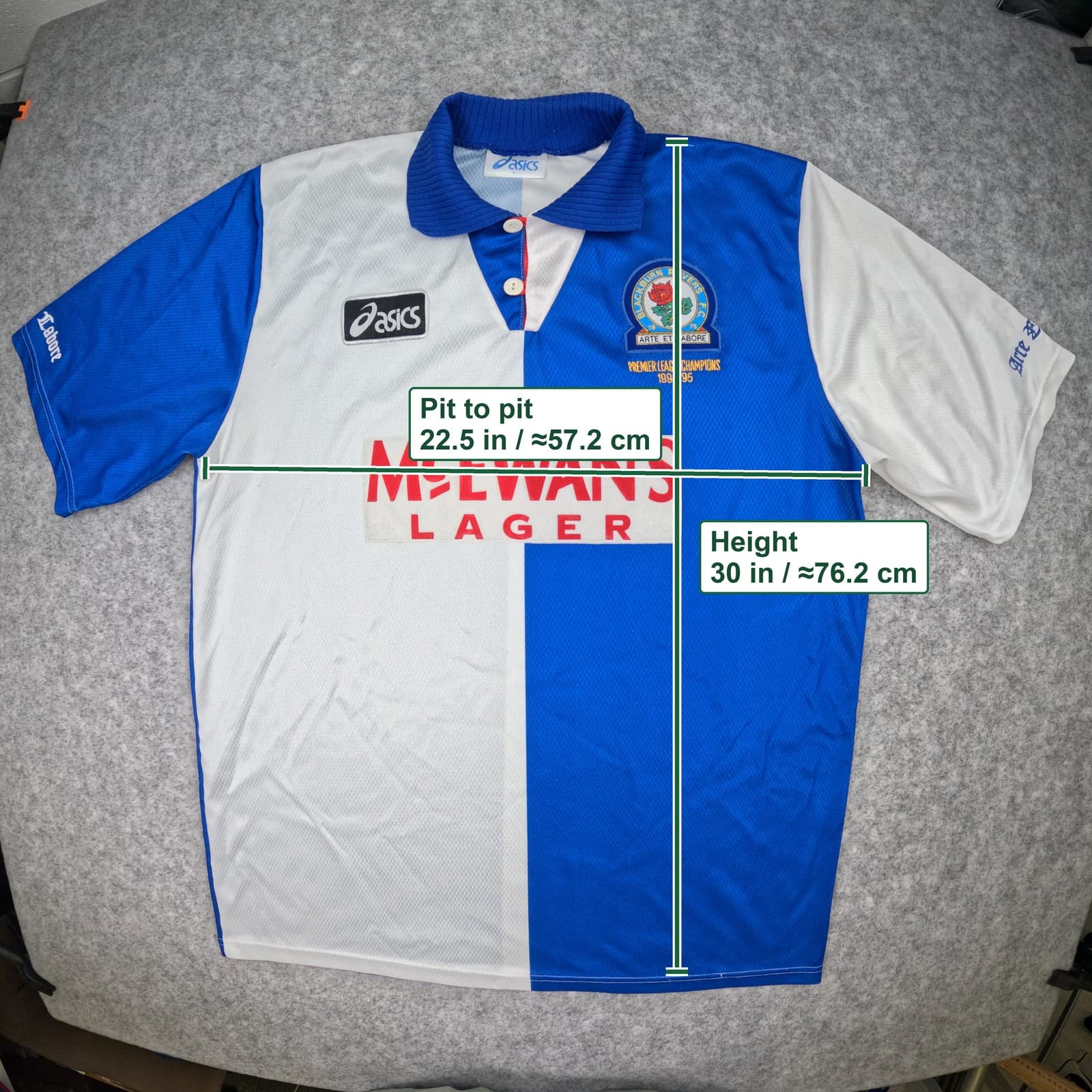 Blackburn Rovers Football Shirt Large 1994 1995 Asics Premier League Champions photo 3