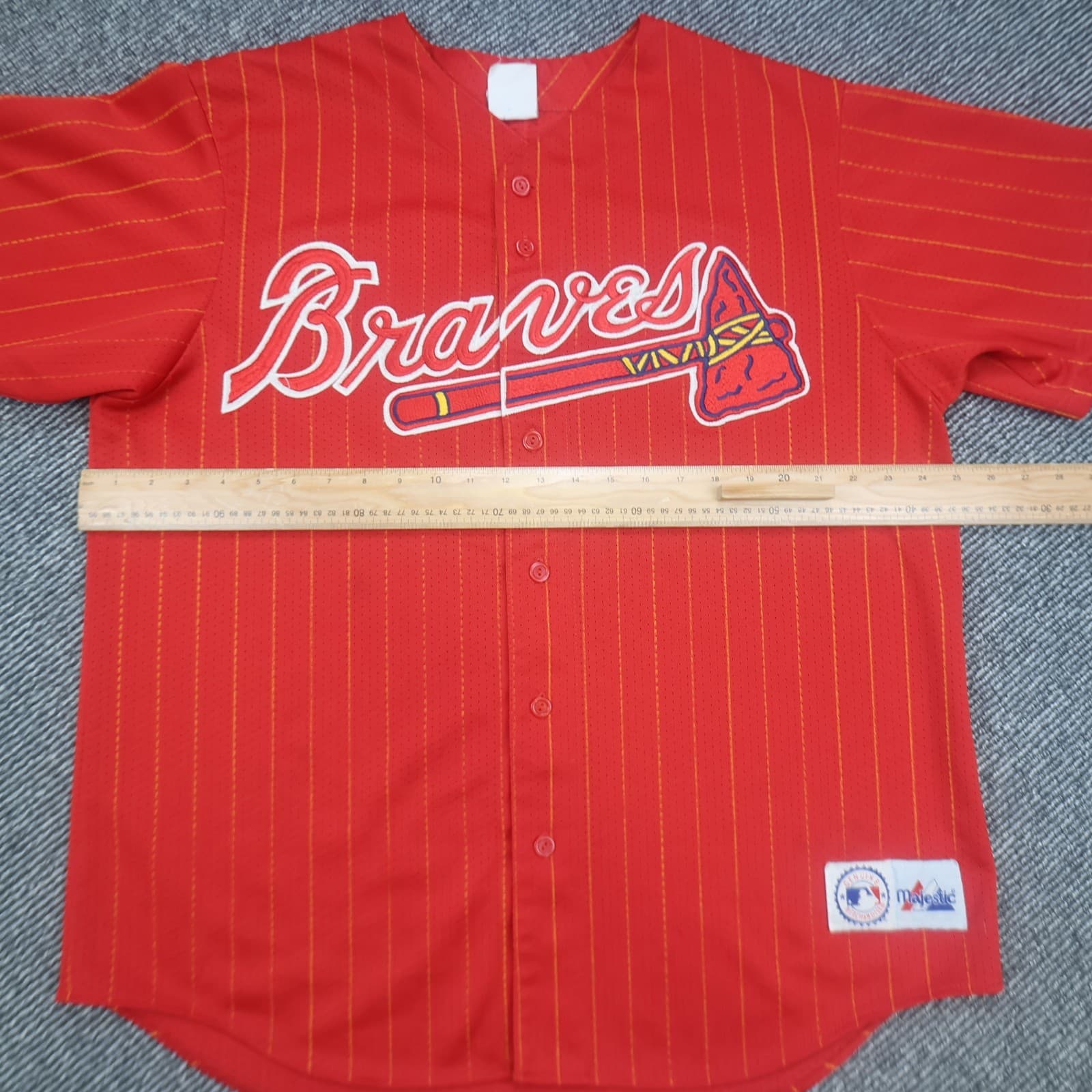 Vintage Atlanta Braves Jersey Extra Large Red Majestic Baseball MLB Shirt photo 7