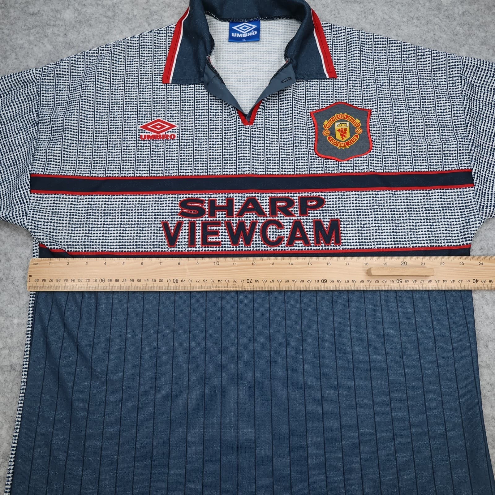 Vintage Manchester United Shirt Extra Large Grey Away Kit 1995 1996 Umbro Jersey photo 9