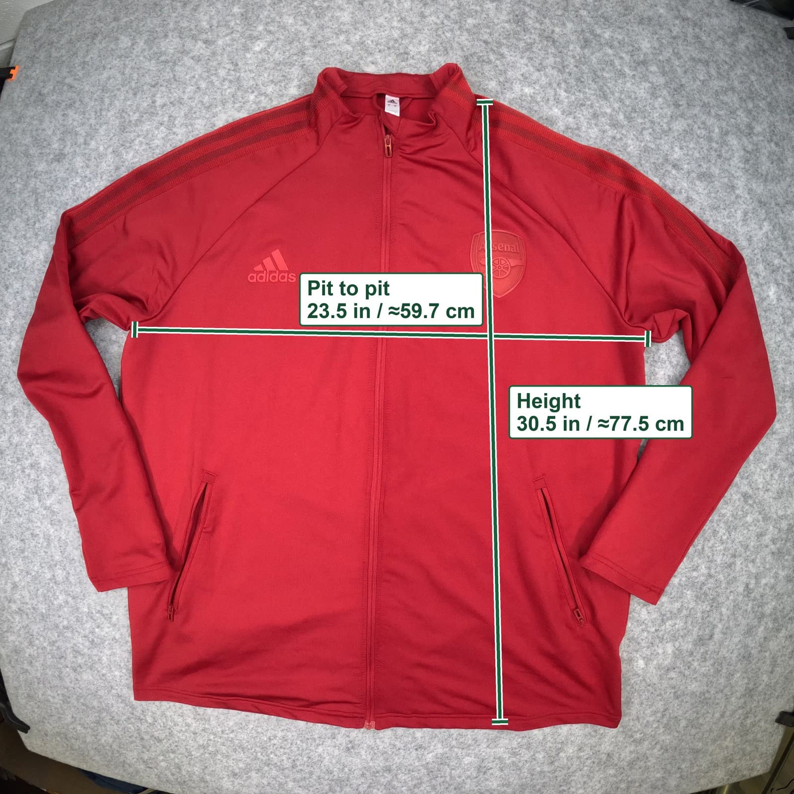 Arsenal Tracksuit Jacket Extra Large Red 2020 2021 adidas Long Sleeve Football photo 3