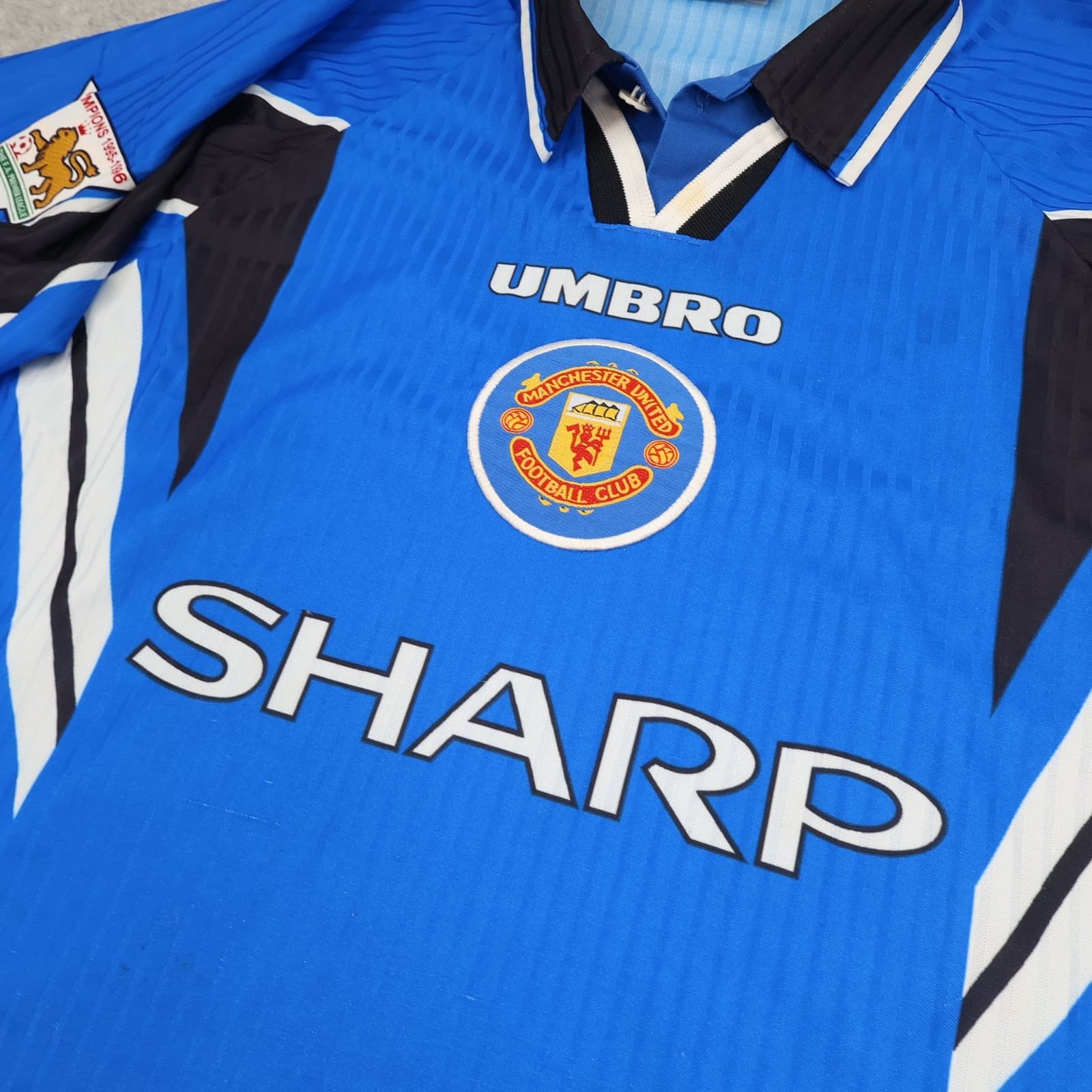 Manchester United Football Shirt 2XL Blue Third 1996 1998 Umbro Beckham 10 photo 2
