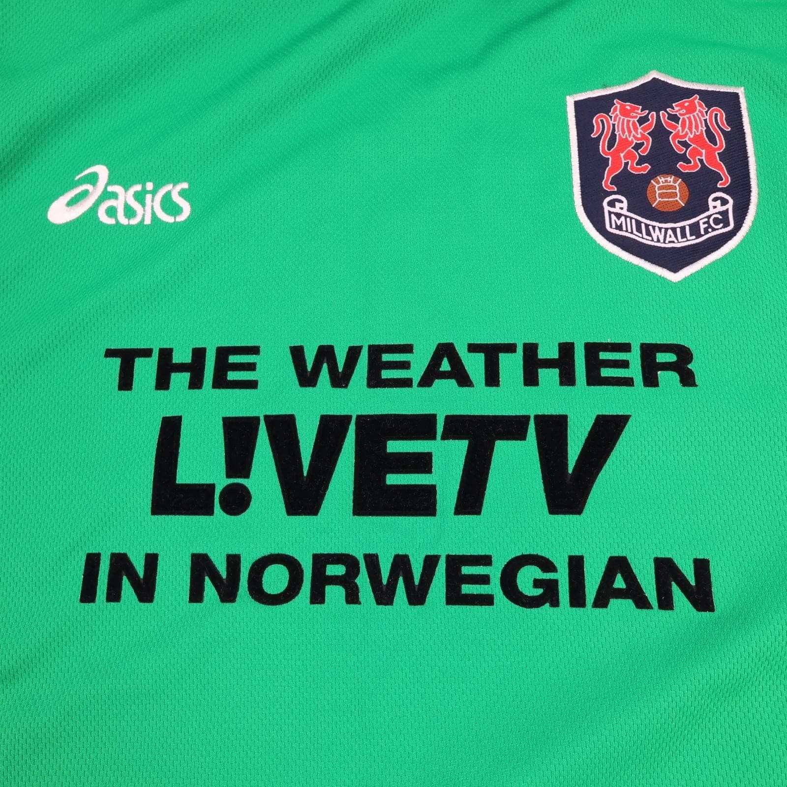 Vintage Millwall Goalkeeper Shirt Mens 2XL Green Asics LIVETV Norwegian 1998 99 photo 3