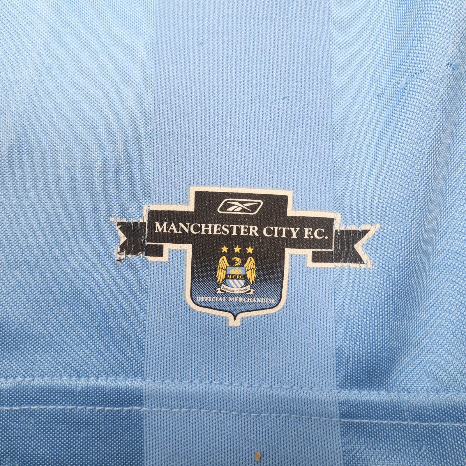 Vintage Manchester City Shirt 2XL Blue Home Kit 2003 2004 Reebok Soccer Jersey photo 3