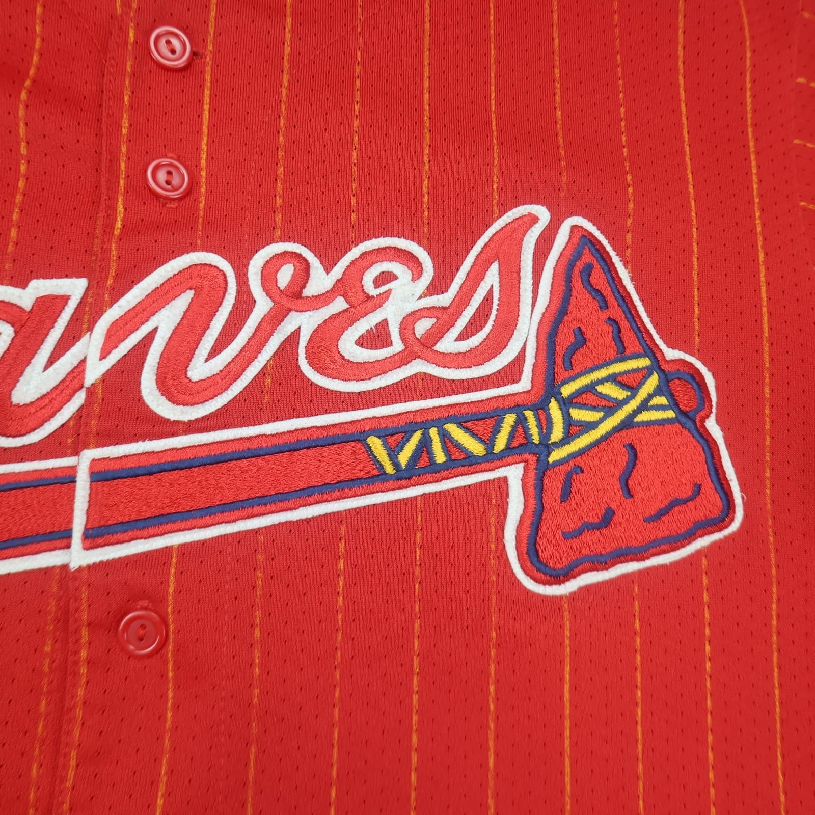 Vintage Atlanta Braves Jersey Extra Large Red Majestic Baseball MLB Shirt photo 6