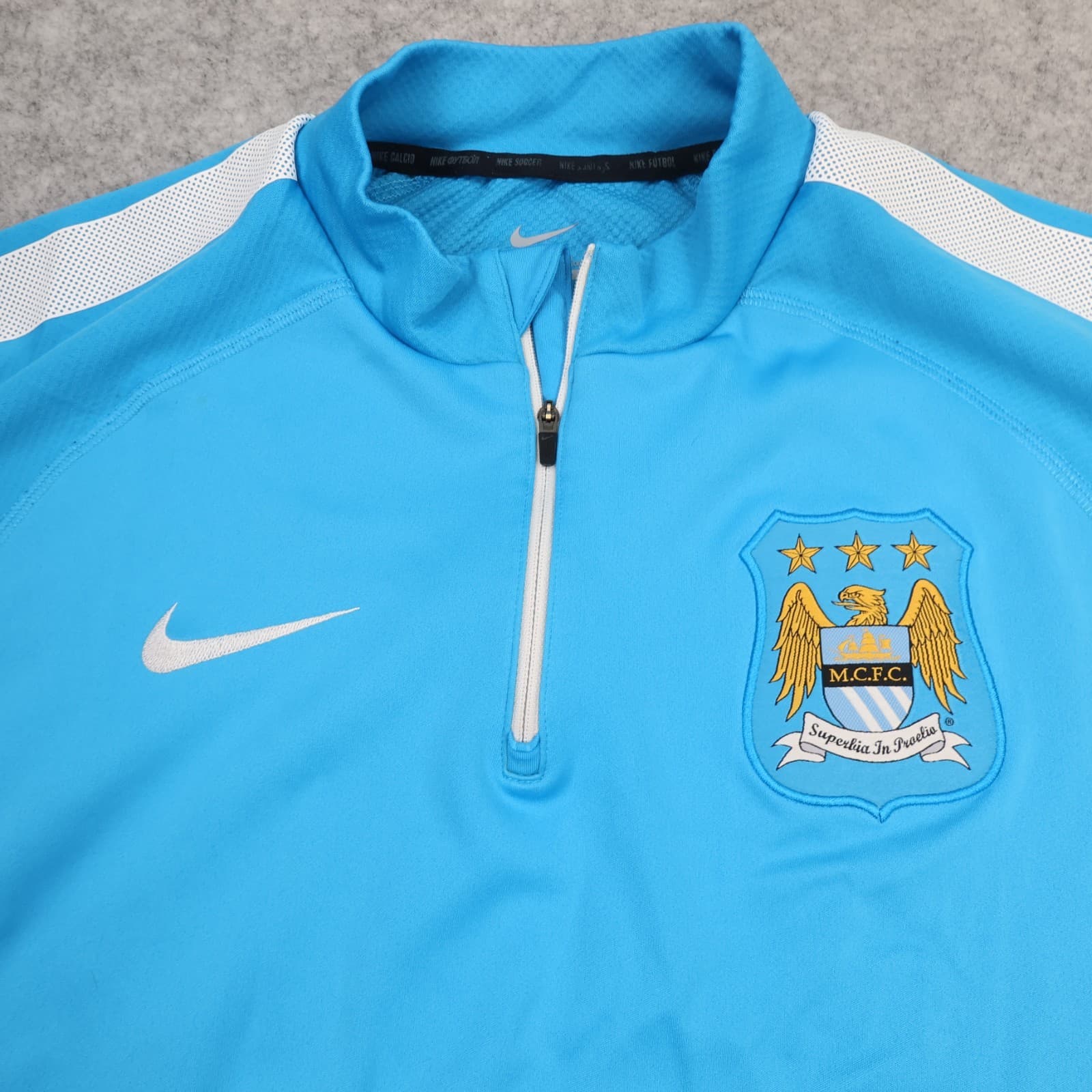 Manchester City Tracksuit Top Large Blue 2014 2015 1/4 Zip Nike Jacket MCFC photo 3
