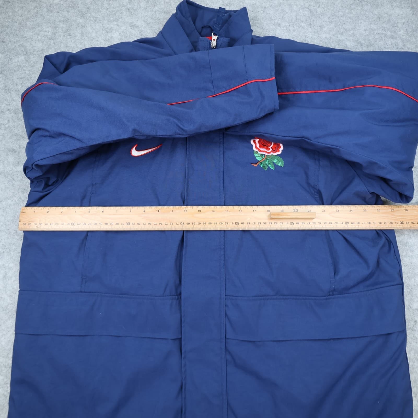 Vintage England Rugby Jacket Extra Large Navy Rain Coat Padded Nike 1998 photo 11
