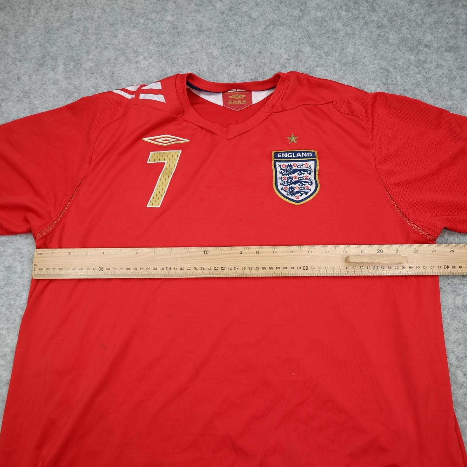England Away Shirt Mens 2XL Red 2006 2008 Football Umbro Beckham 7 Jersey photo 13