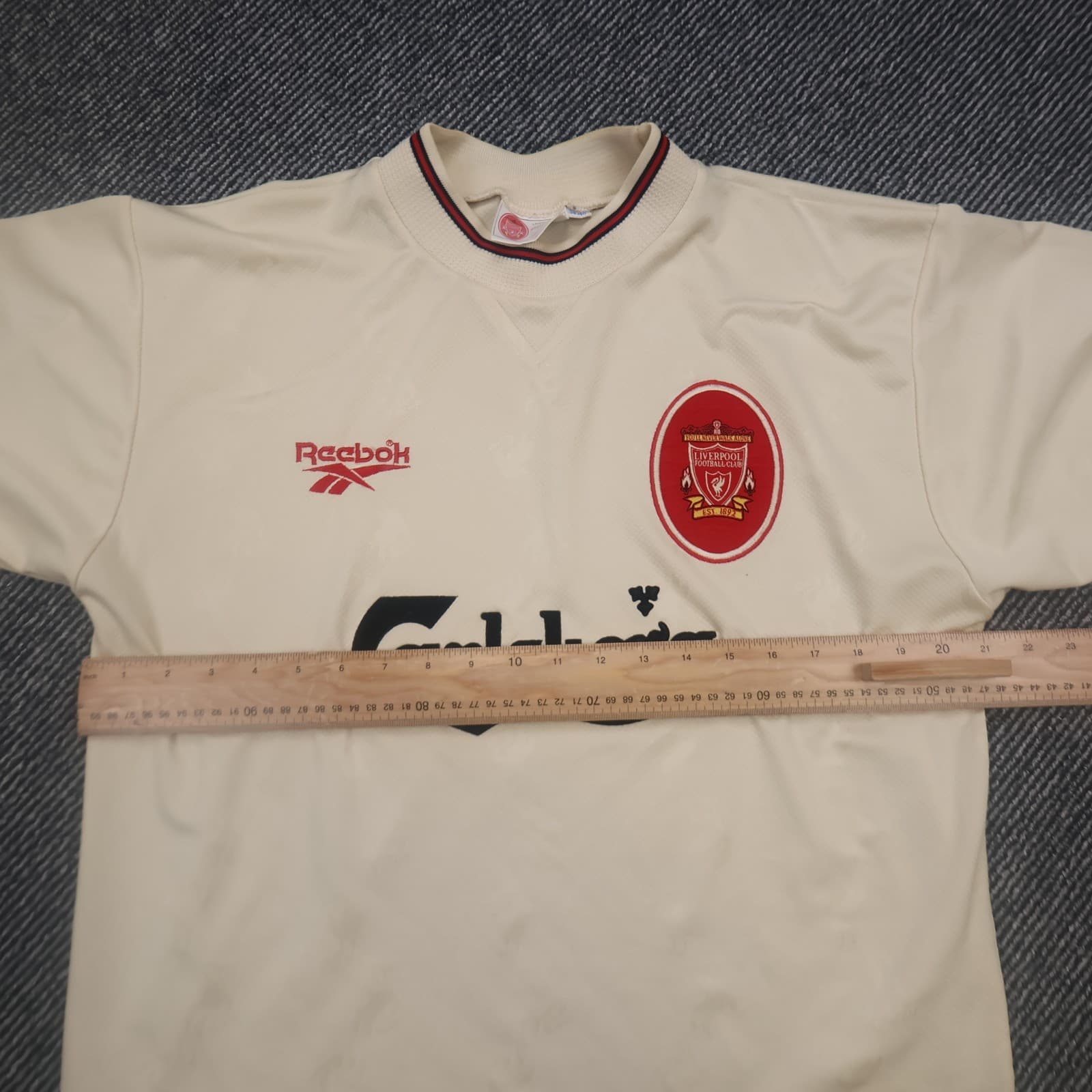 Vintage Liverpool Shirt Medium Beige Away Kit 1996 1997 Reebok Jersey 38/40 90s photo 12
