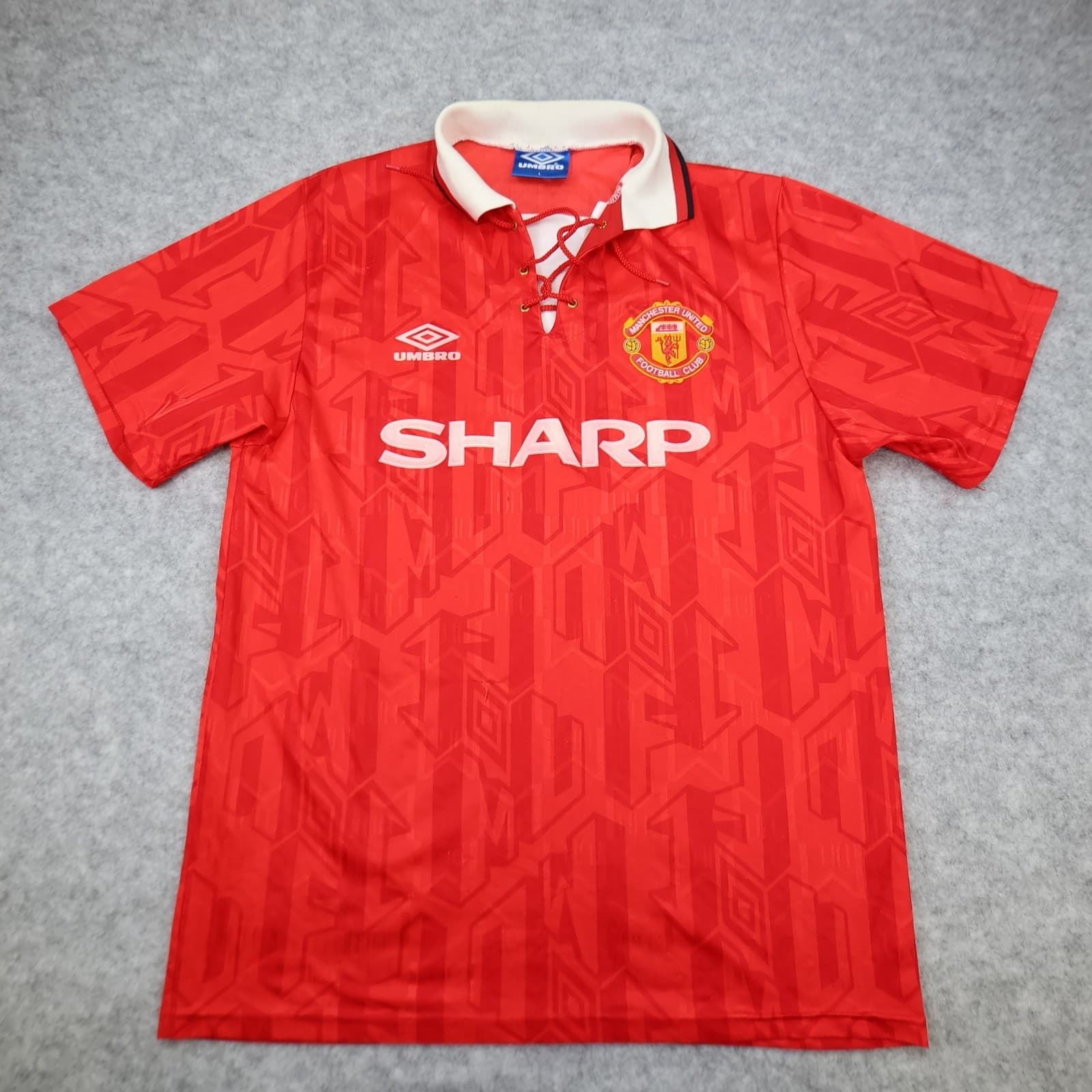 Vintage Manchester United Shirt Large Red Home Kit 1992 1994 Umbro Jersey