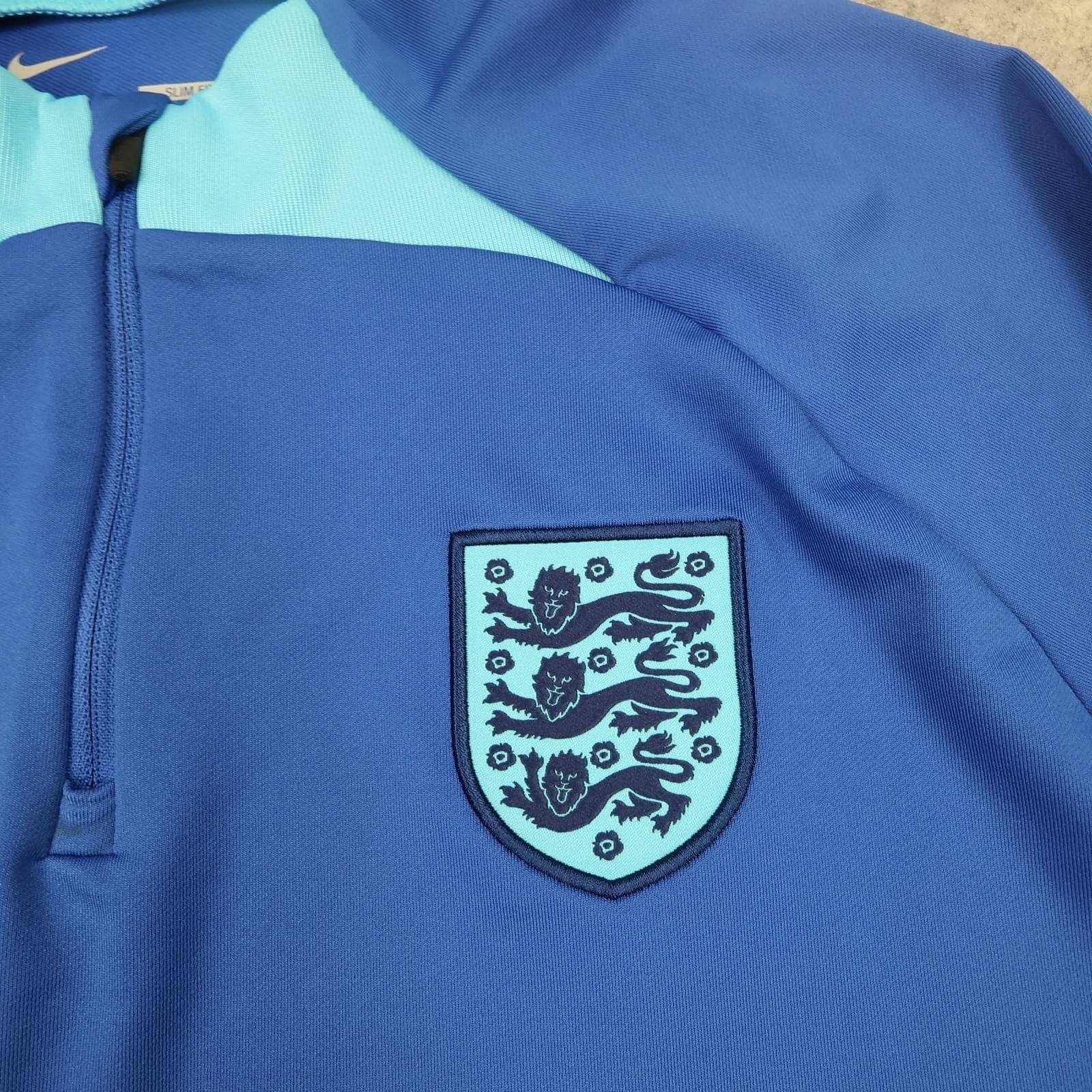 England Training Drill Top Mens Large Blue Football Nike Dri Fit 2022 2023 1/4 photo 3