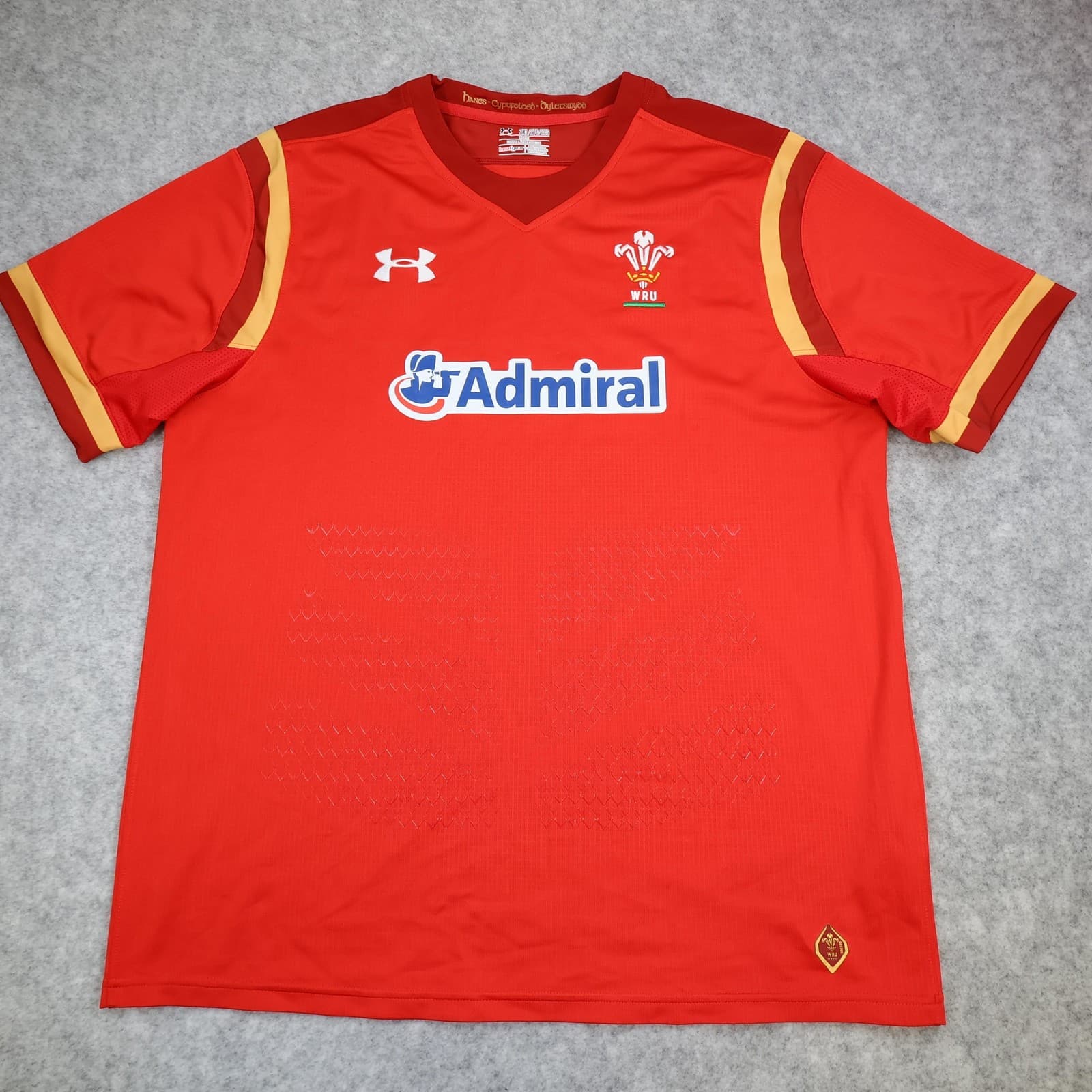 Wales Rugby Shirt Mens XXL Red Rugby Union Under Armour Admiral Jersey