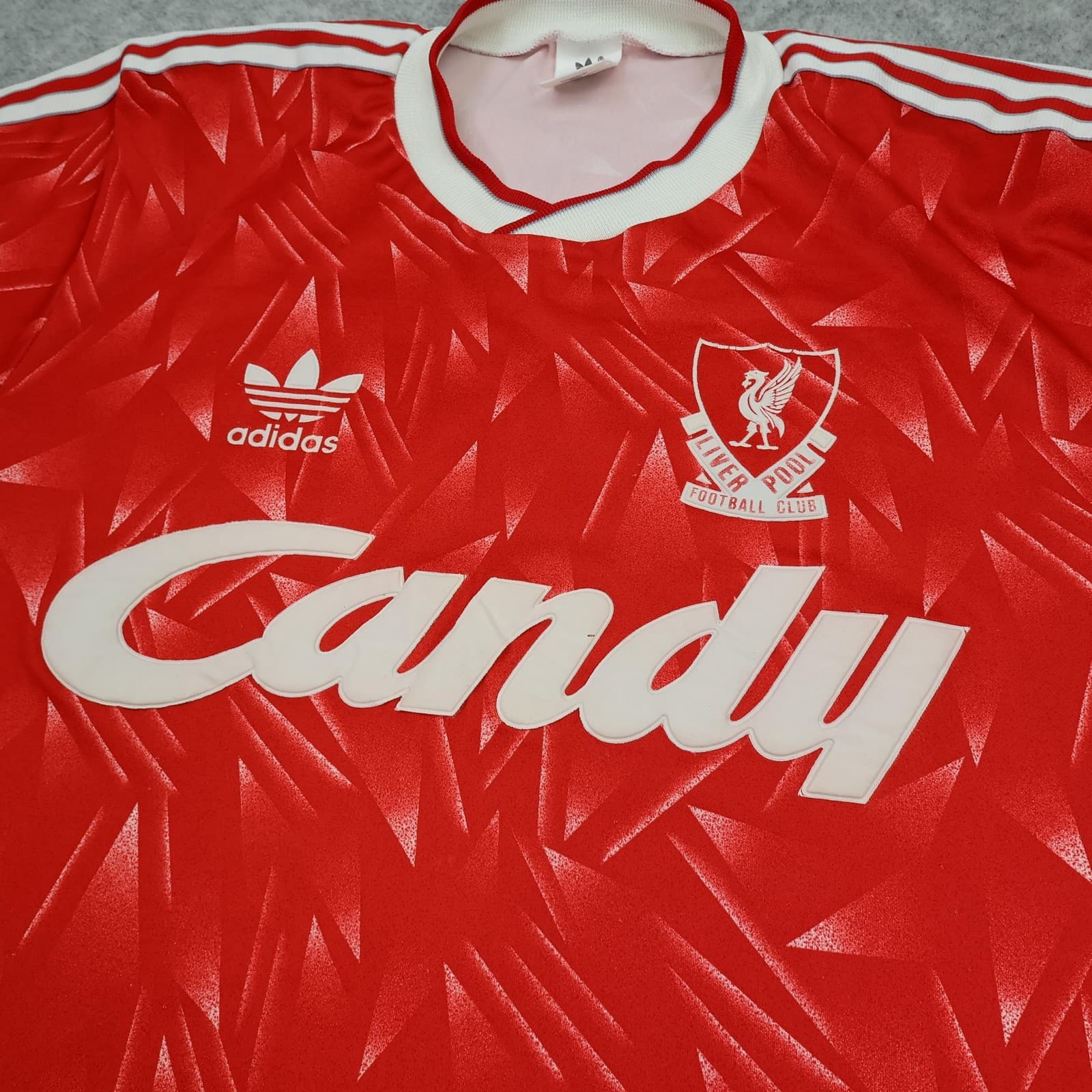 Liverpool Vintage Shirt Mens Large Red Home 1989 1991 Adidas Candy Soccer Jersey photo 3