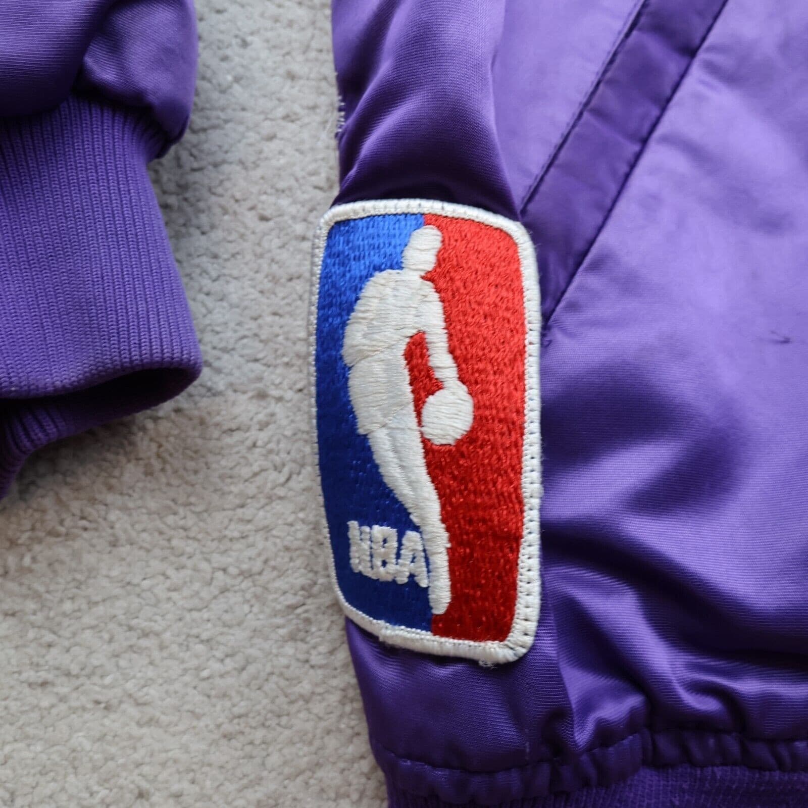 Vintage Los Angeles Lakers Jacket Medium Starter 80s NBA Varsity Purple Satin photo 5