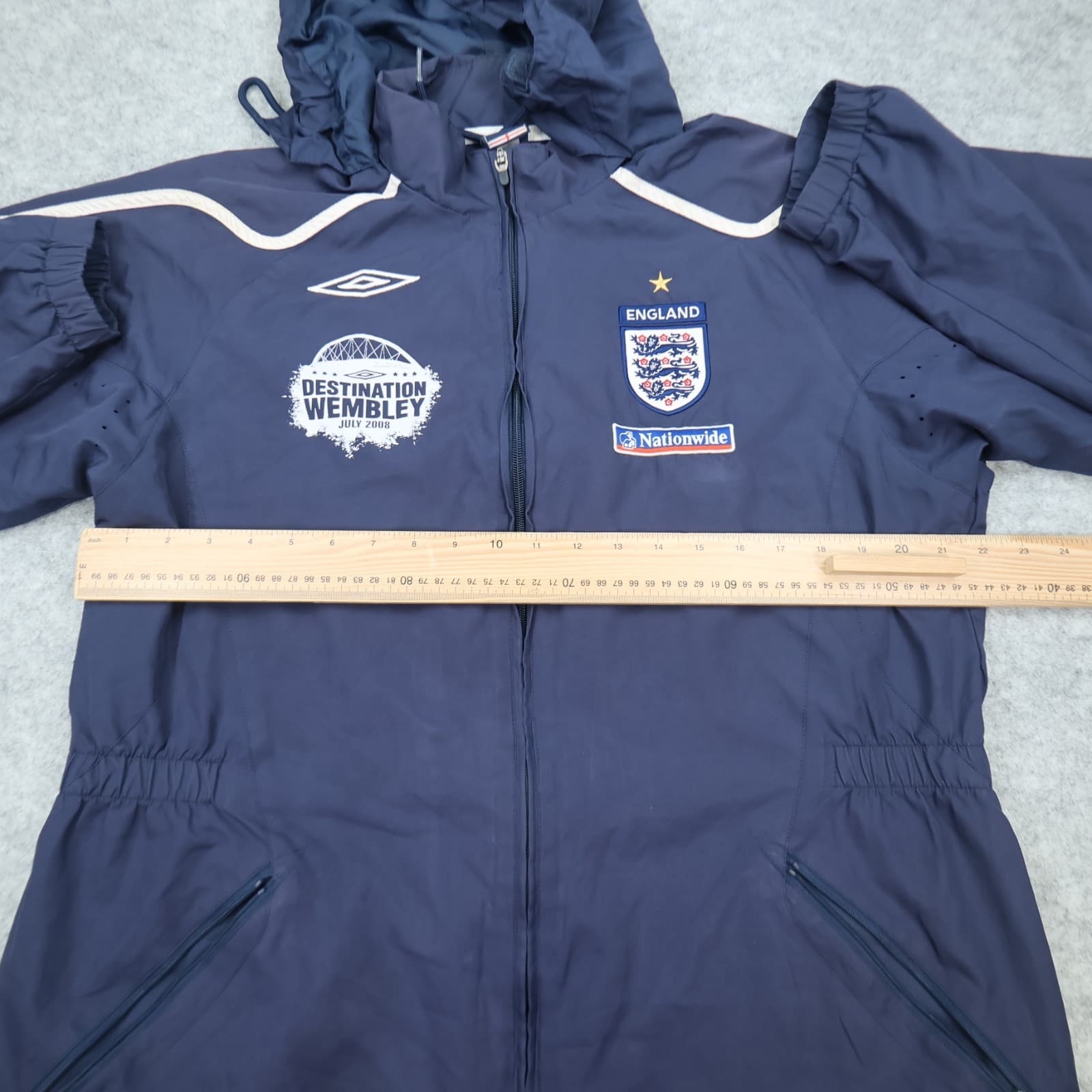 England Football Jacket Large Umbro Navy Waterproof Zipped Wembley 2008 photo 7