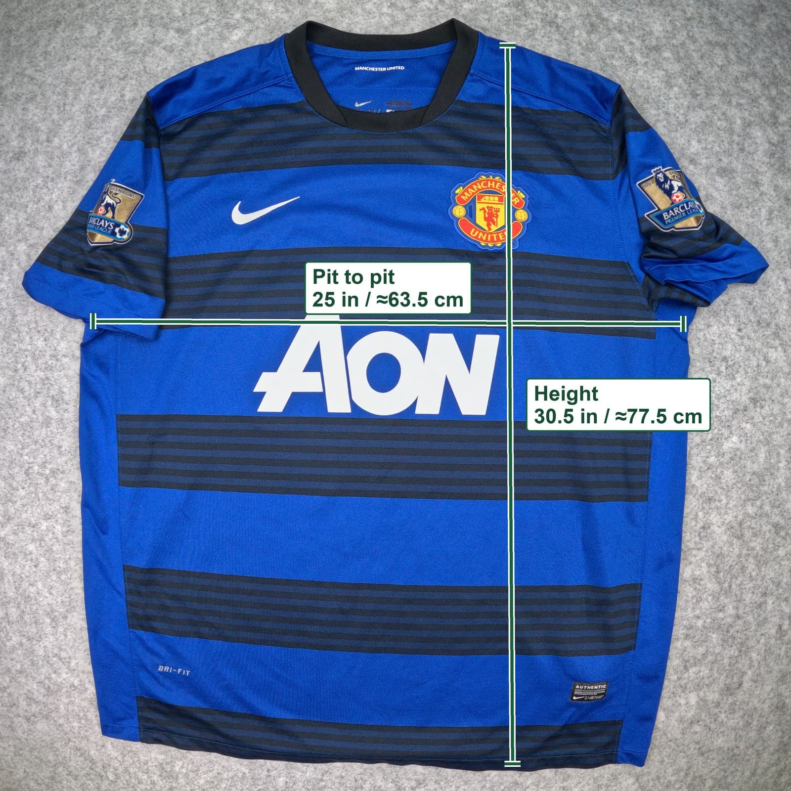 Manchester United Football Shirt 2XL Blue Away 2011 2013 Nike Chicharito 14 photo 3