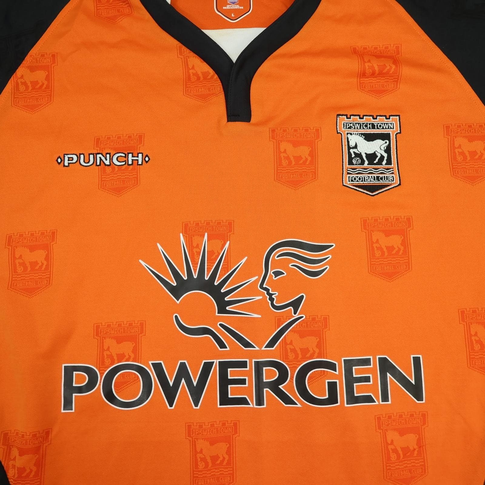 Ipswich Town Shirt Mens Large Orange Away 2004 2006 Punch Powergen Soccer Jersey photo 3