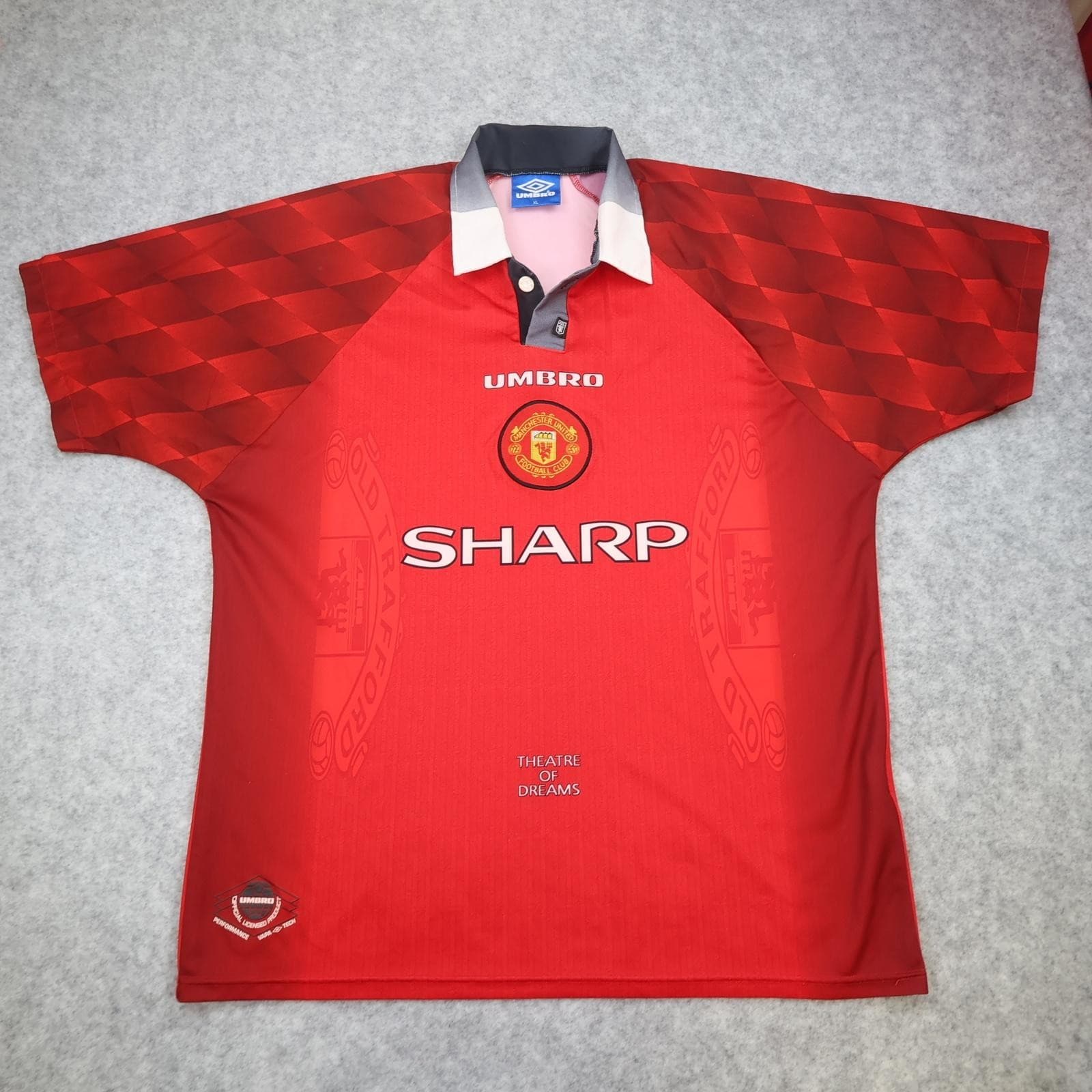 Vintage Manchester United Shirt Mens XL Red Home Umbro Cantona 7 Sharp 1997 90s photo 2