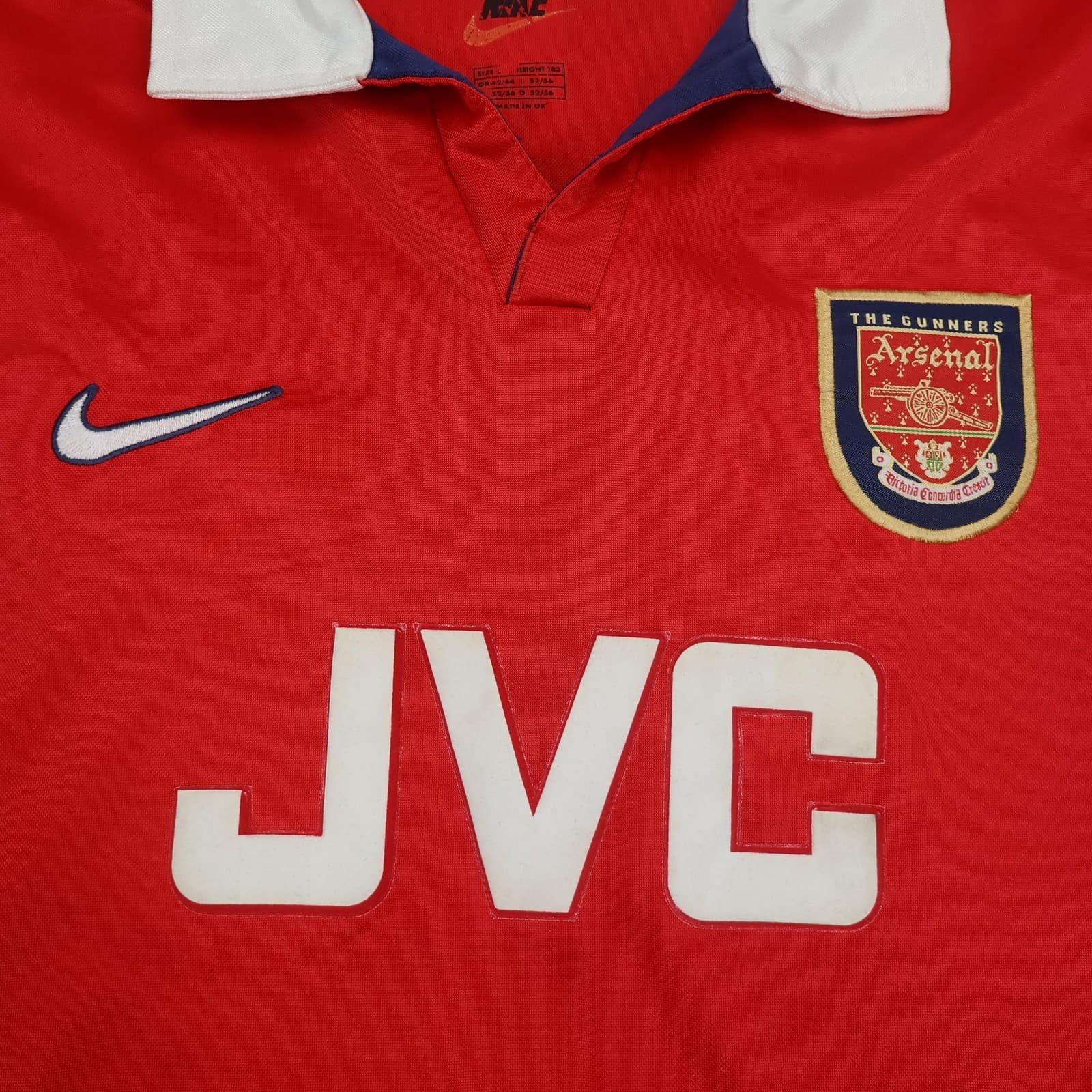 Vintage Arsenal Shirt Mens Large Home 1998 1999 Nike JVC Bergkamp 10 Jersey photo 8