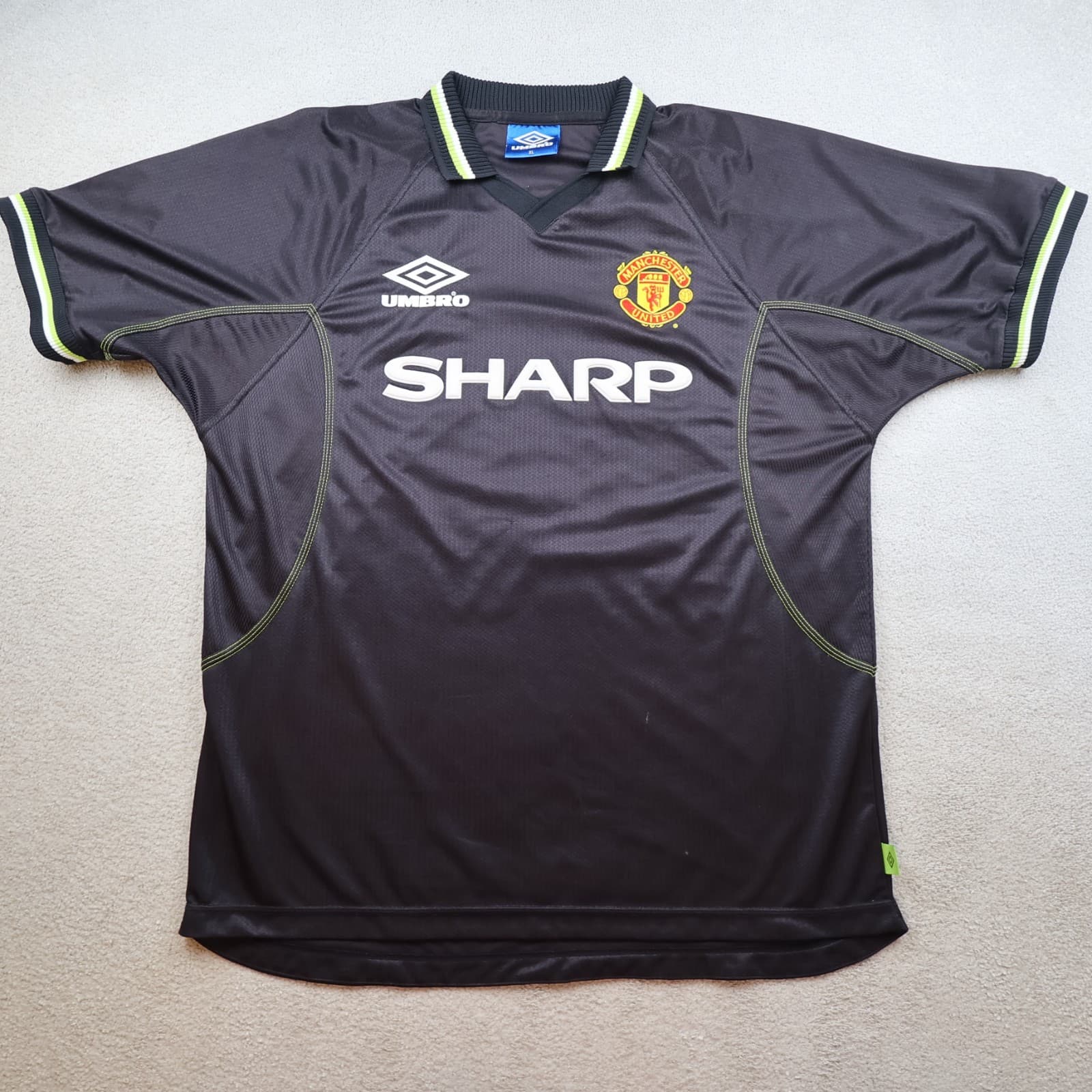 Vintage Manchester United Shirt Extra Large Black Third Kit 1998 99 Jersey 90s photo 2