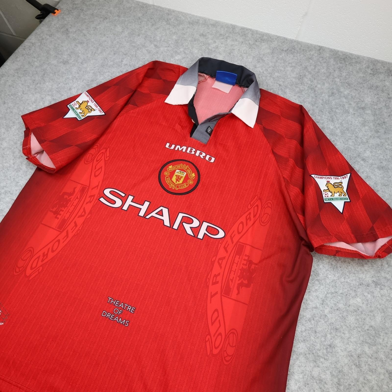 Vintage Manchester United Shirt Mens XL Red Home 1996 98 Umbro Cantona 7 Jersey photo 6