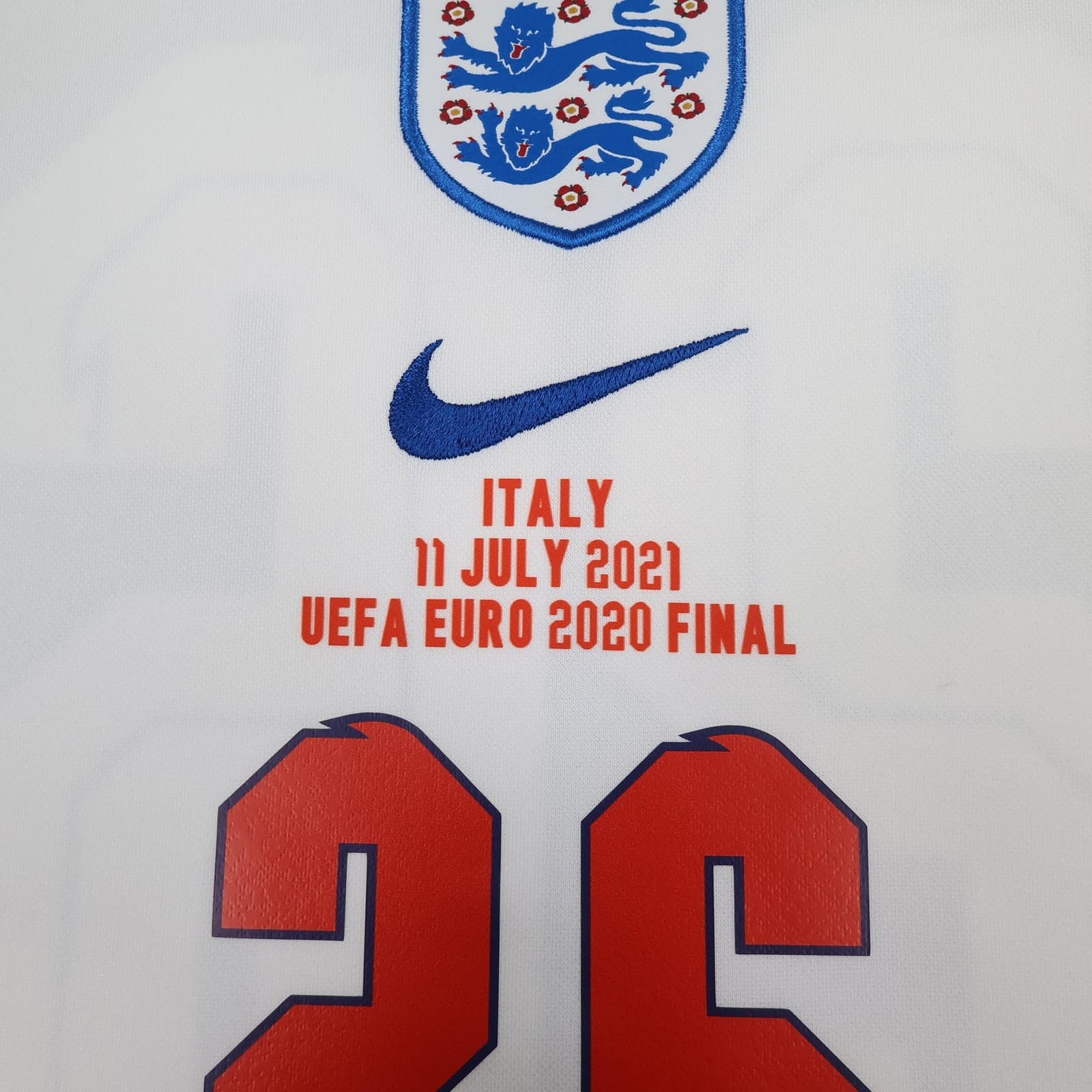 England Home Shirt Mens Large White Euro 2020 2021 Final Nike Bellingham 26 photo 8