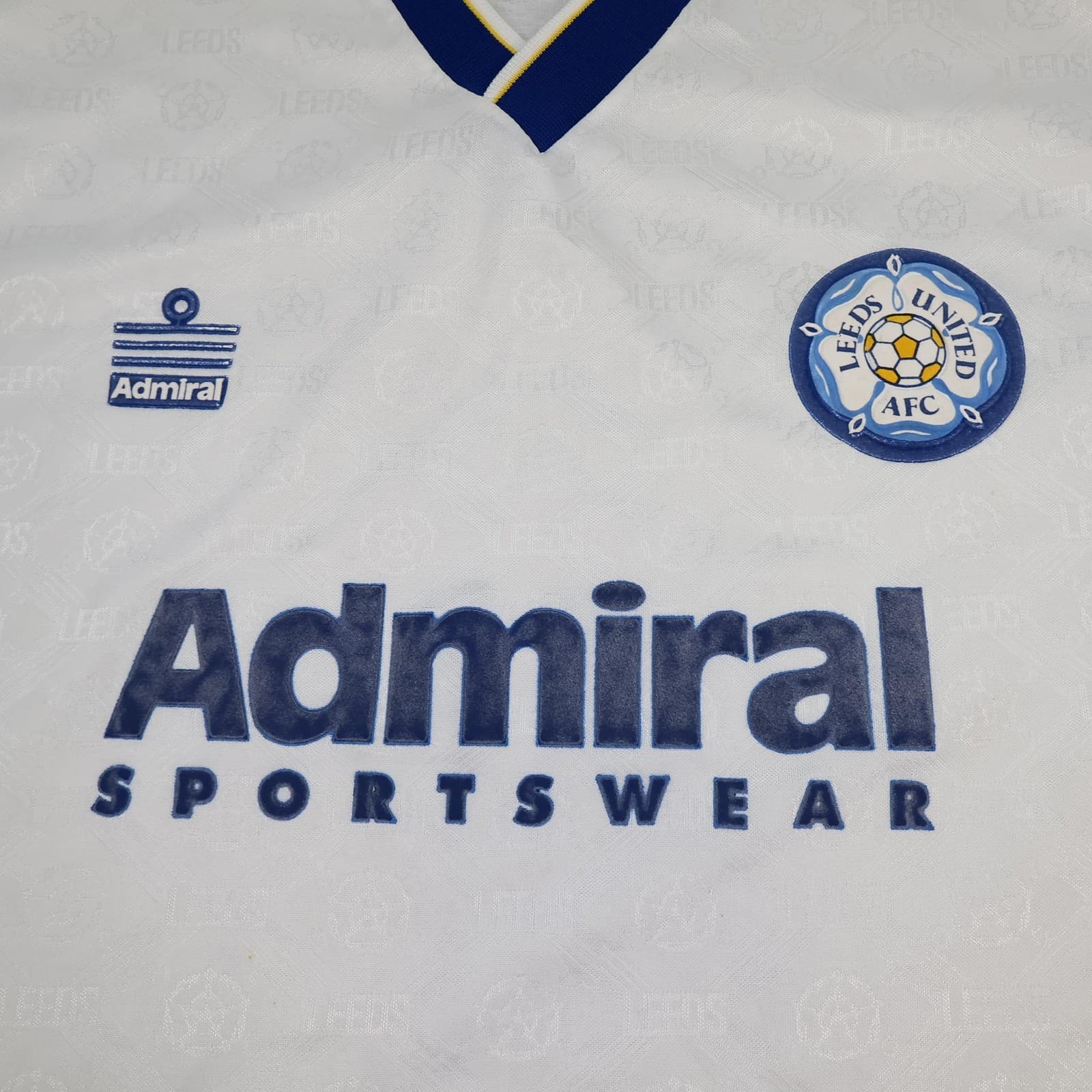 Vintage Leeds United Shirt Mens Large White Home Admiral 1992 1993 Soccer Jersey photo 3