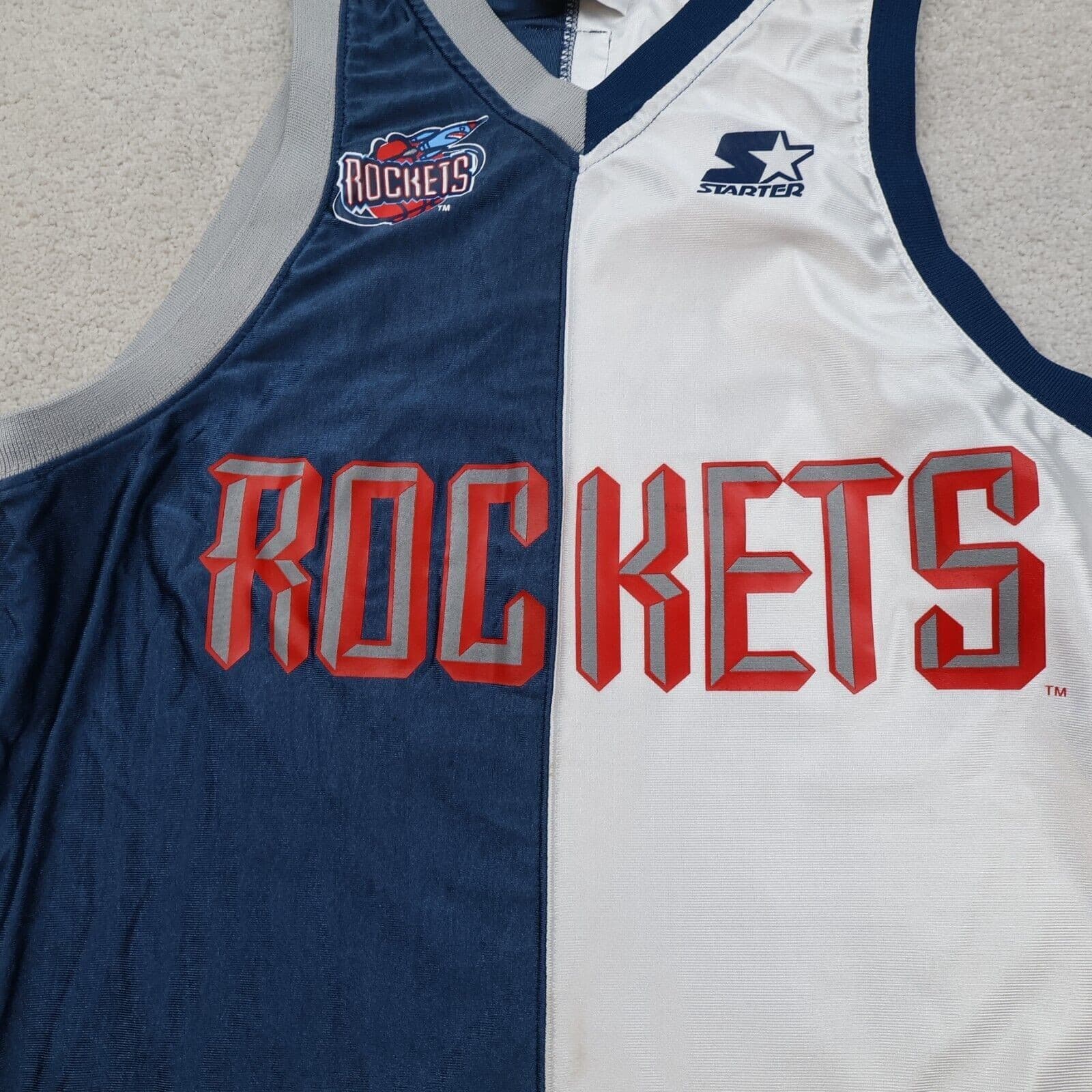 Vintage Houston Rockets Jersey Medium Starter 90s Basketball NBA 46 photo 3