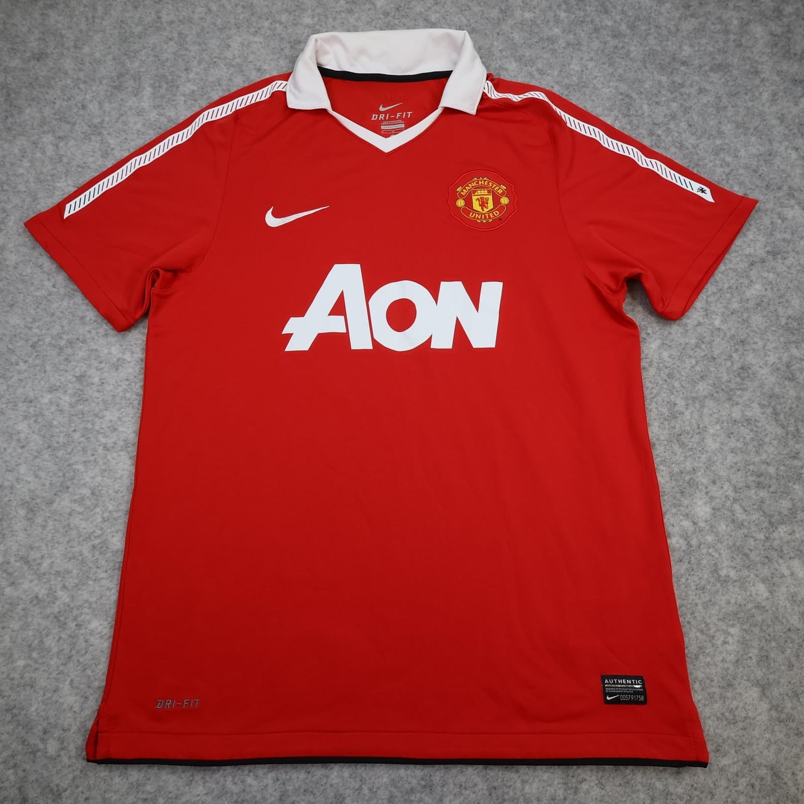 Manchester United Shirt Mens Medium Red Home EPL 2010 2011 Nike AON JS Park 13 photo 2