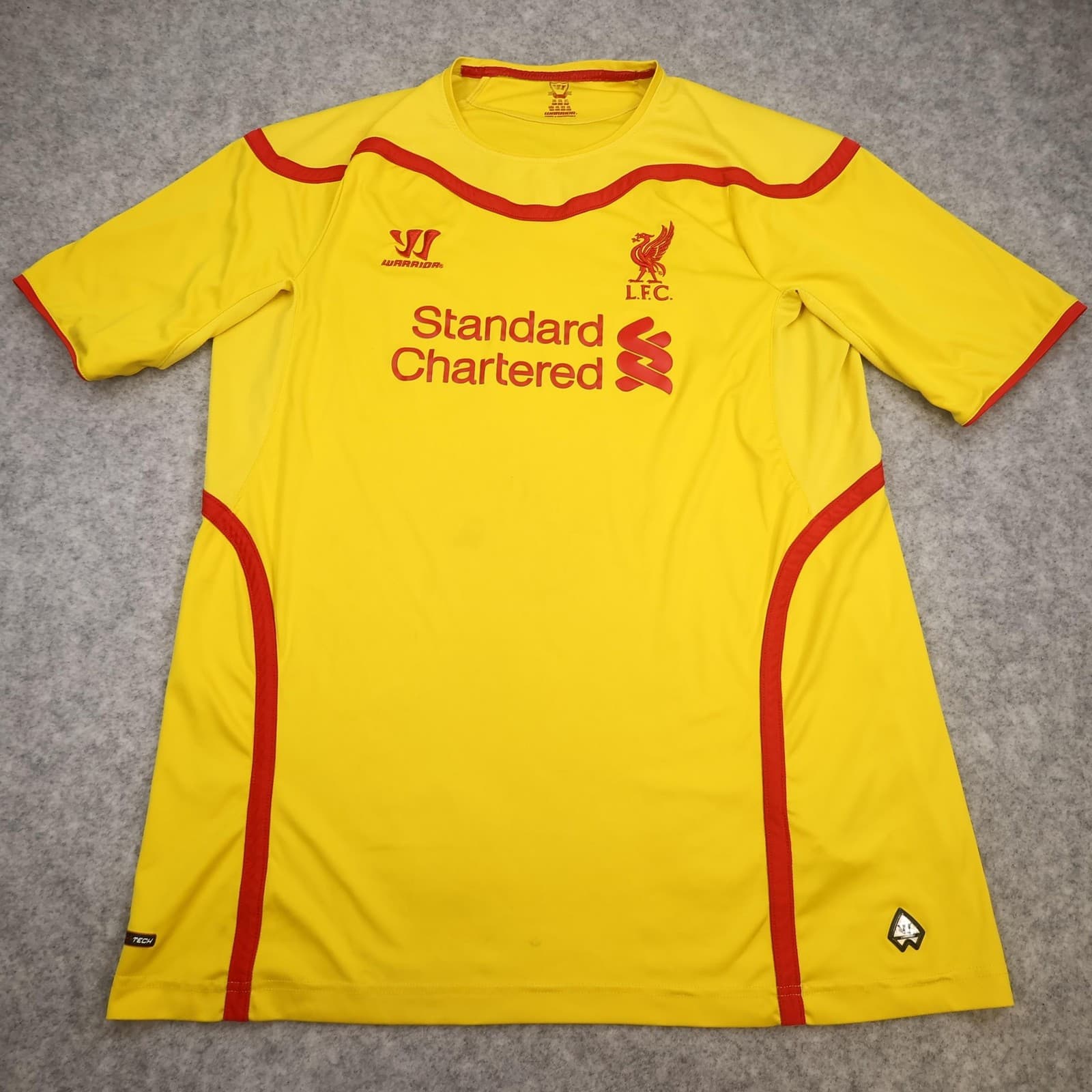 Liverpool Away Shirt Mens 2XL Yellow Away 2014 2015 Warrior Soccer Jersey