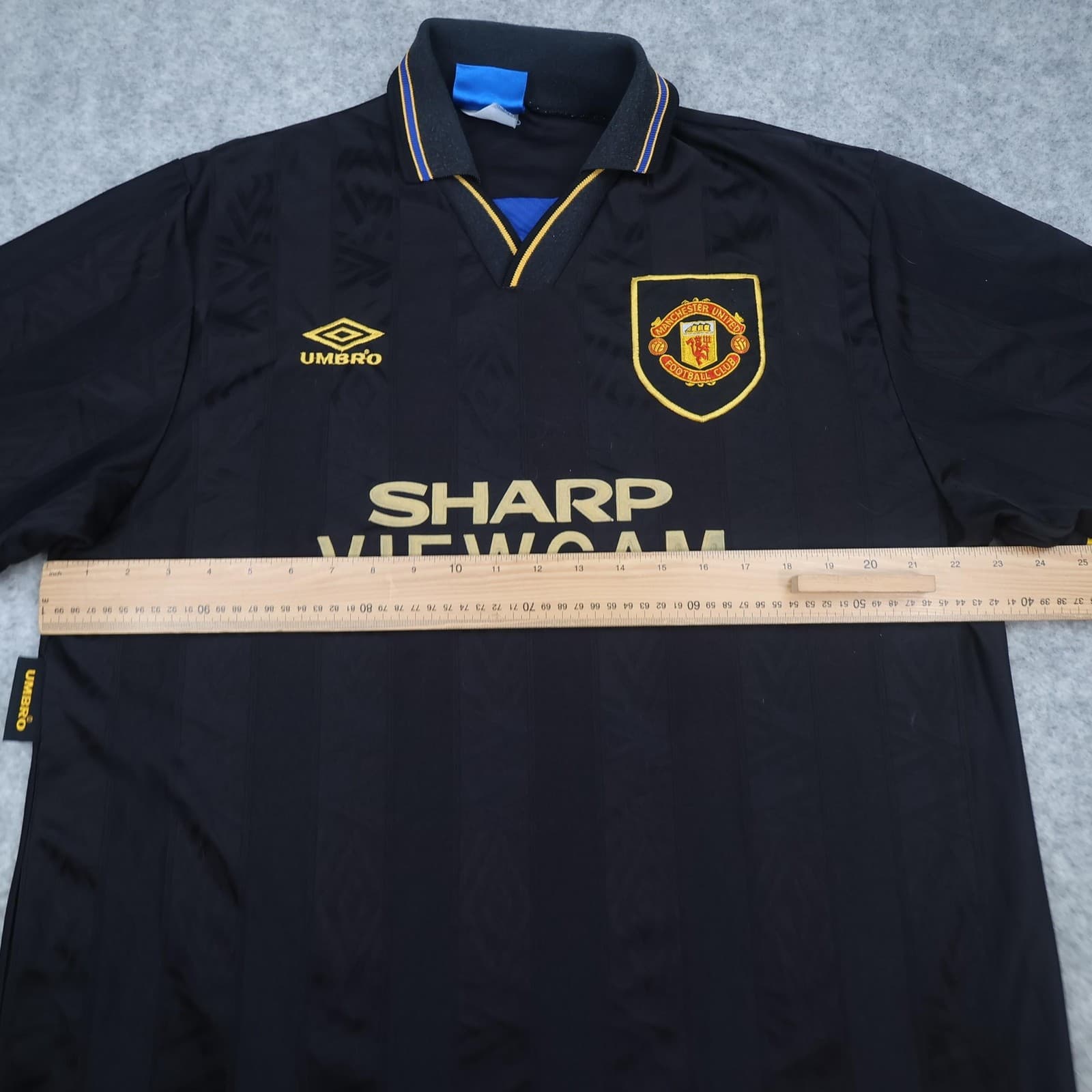 Vintage Manchester United Shirt Mens XL Black Away 1993 1995 Sharp Jersey photo 10