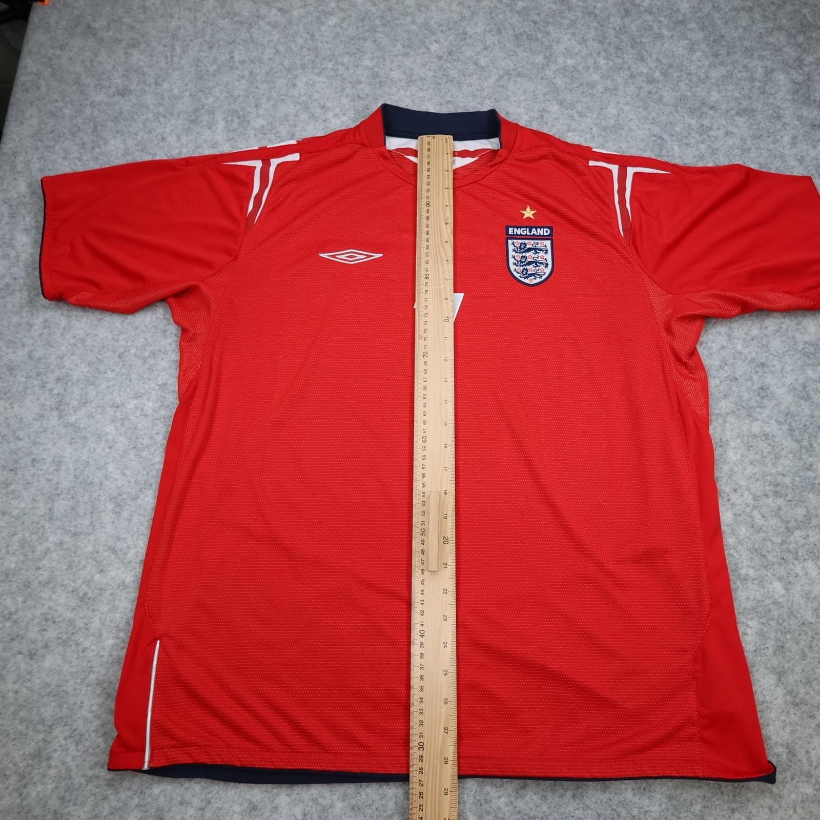 Vintage England Away Shirt Mens 2XL Red 2004 2006 Soccer Jersey Umbro Beckham photo 14