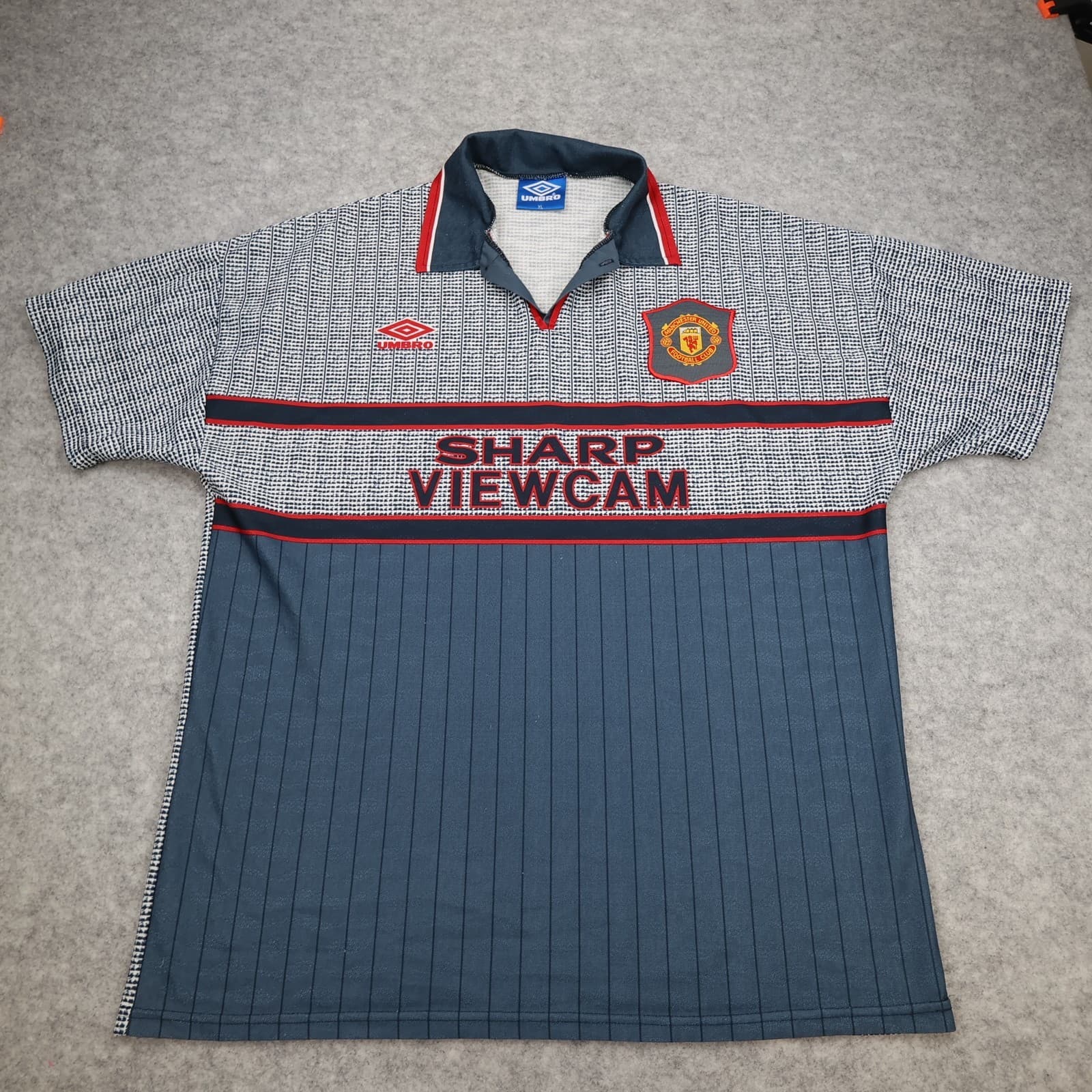 Vintage Manchester United Shirt Extra Large Grey Away Kit 1995 1996 Umbro Jersey