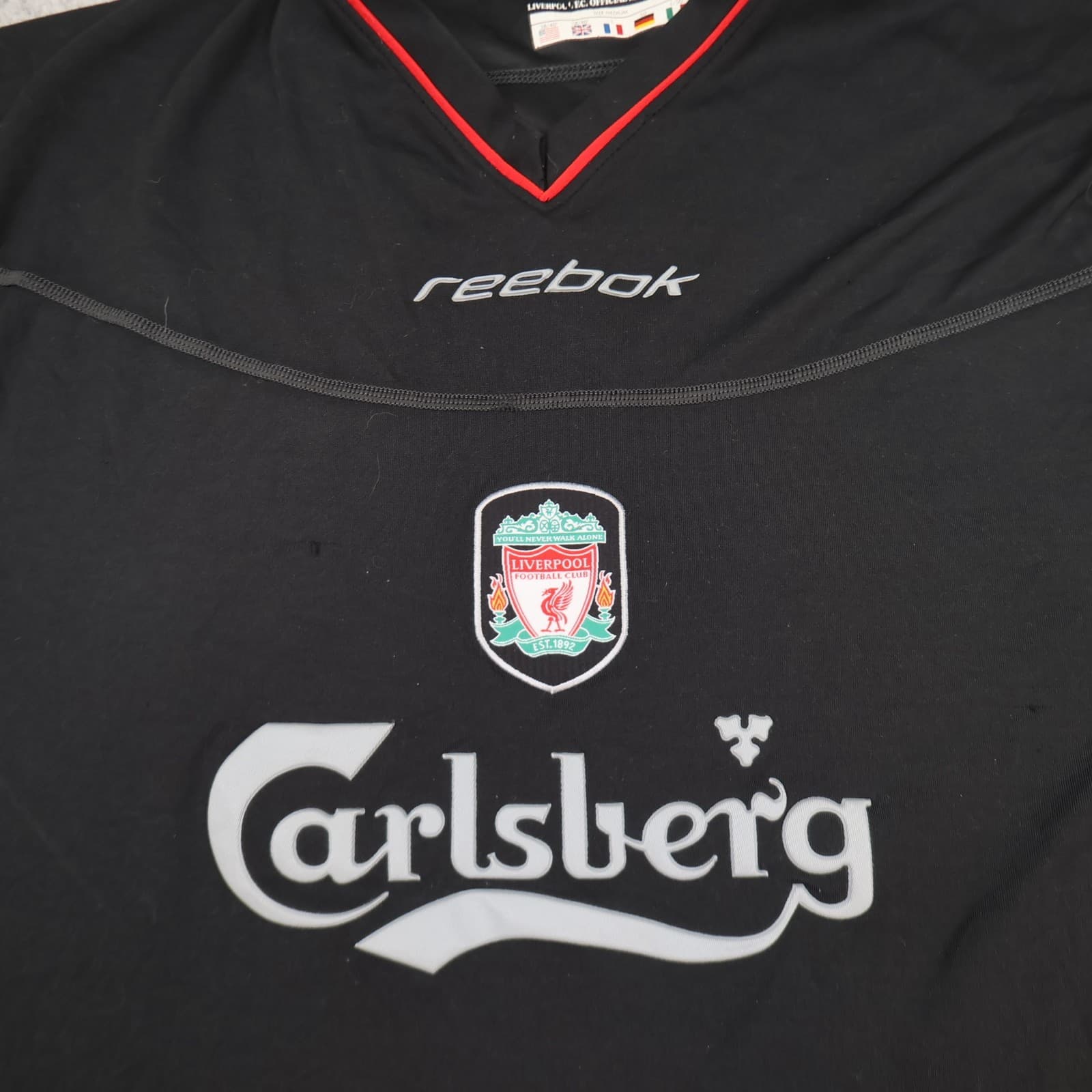 Vintage Liverpool Shirt Large Black Away Kit 2002 2004 Reebok 40 42 Jersey photo 3