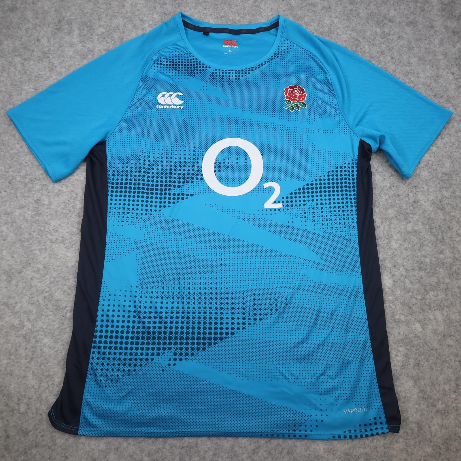 England Rugby Training Shirt Mens XL Blue Rugby Union Canterbury O2 Vapodri