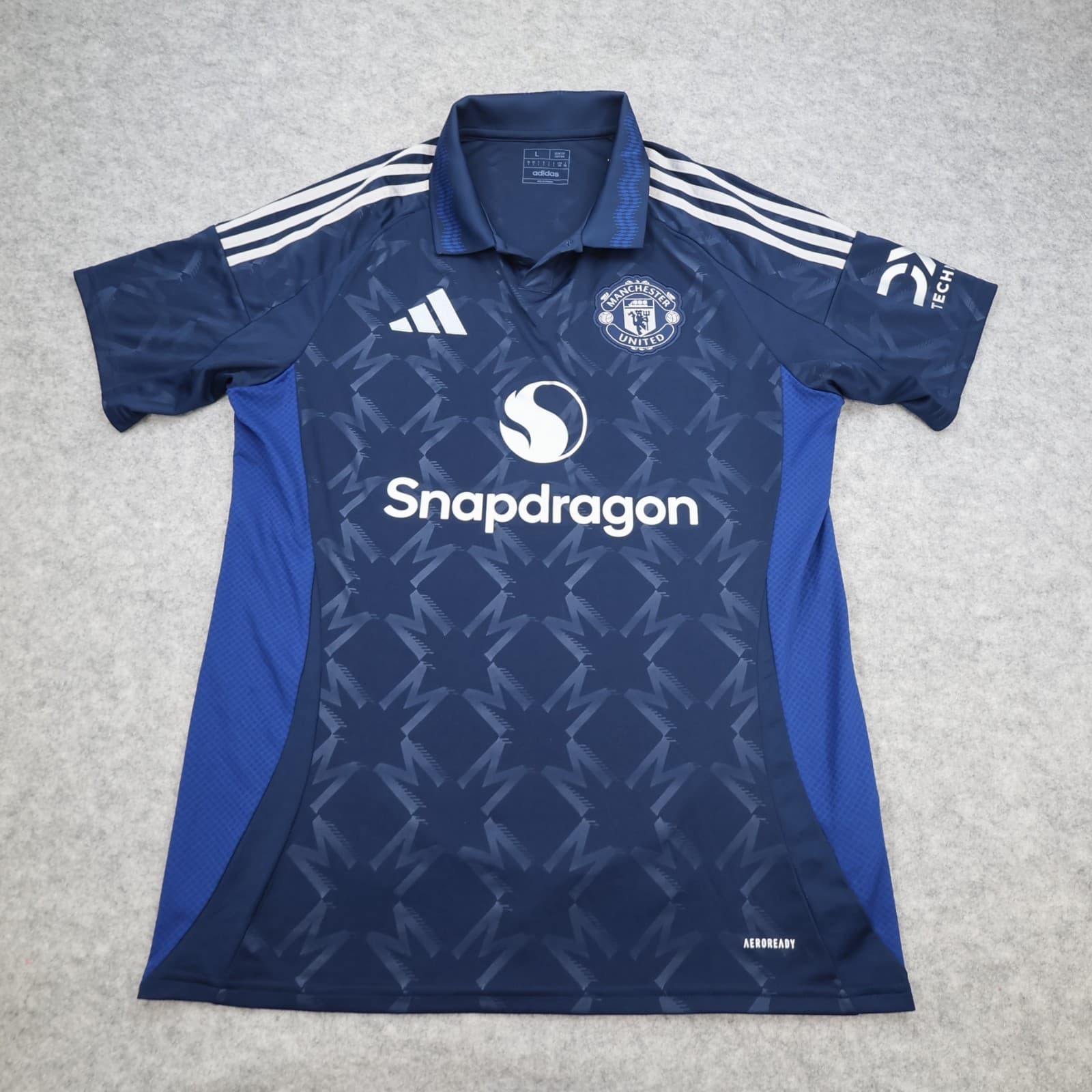 Manchester United Shirt Large Blue Away Kit 2024 2025 Adidas Soccer Jersey