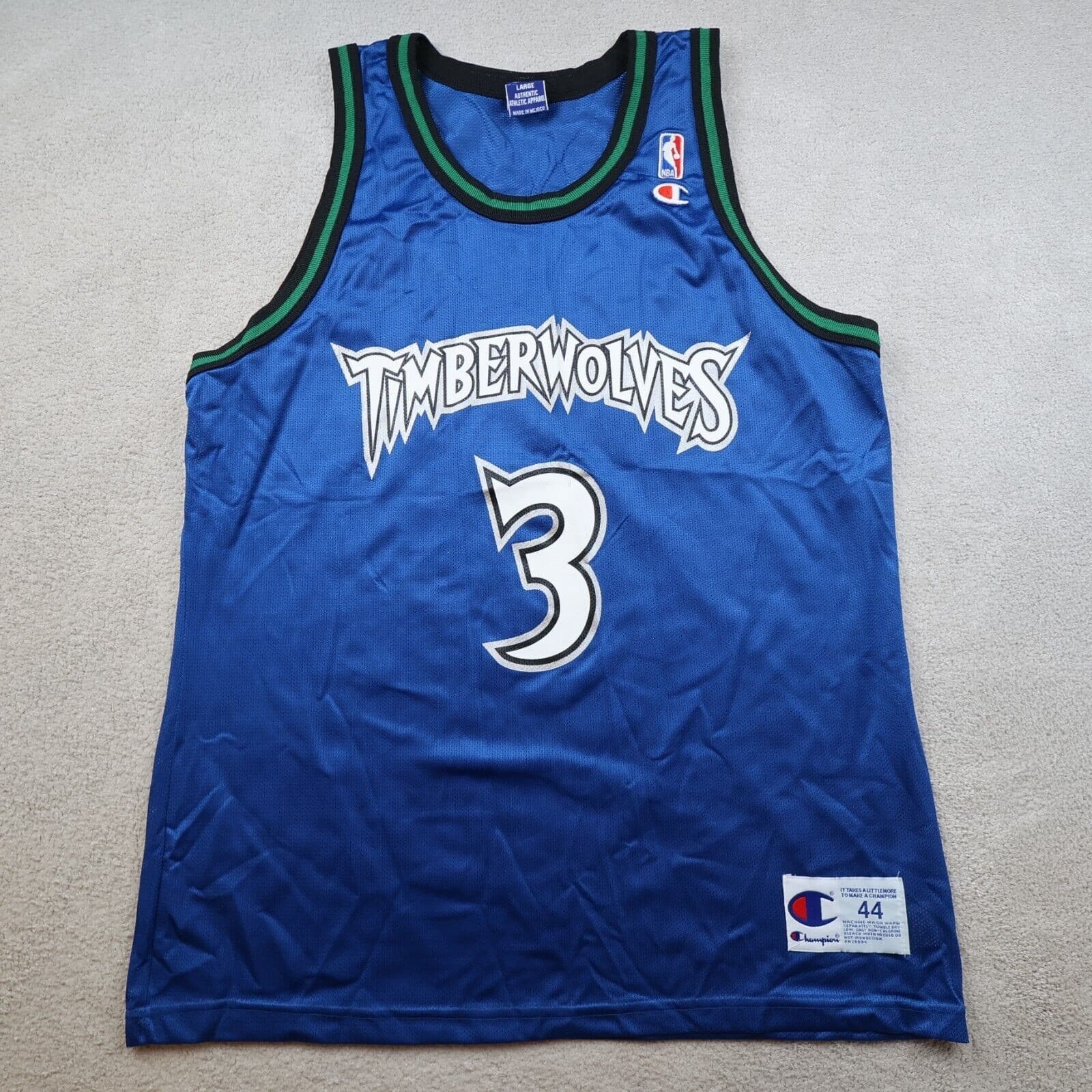 Vintage Minnesota Timberwolves Jersey Large Champion NBA Will Avery 44 photo 2