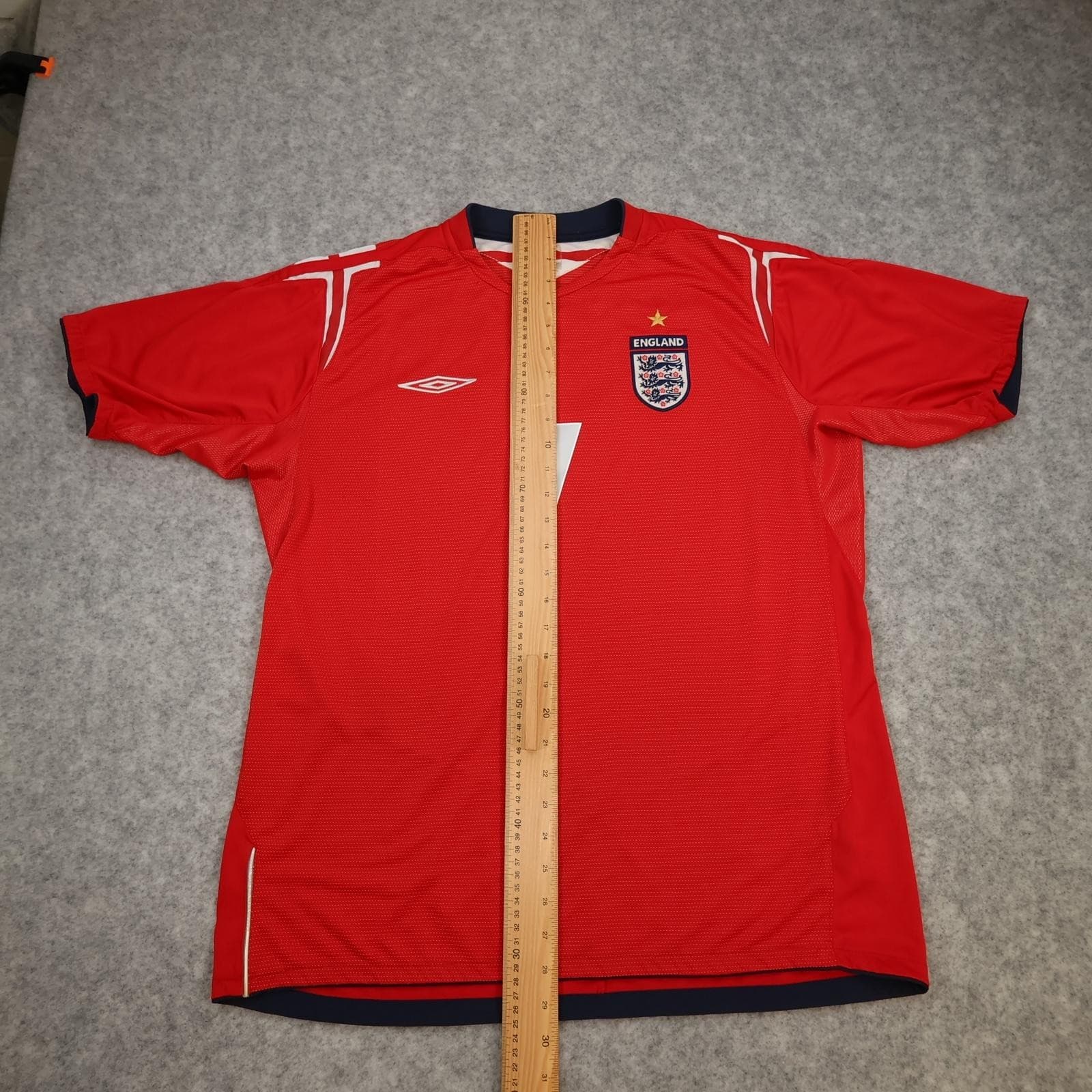 Vintage England Away Shirt Mens XL Red 2004 2006 Football Umbro Beckham 7 Jersey photo 8