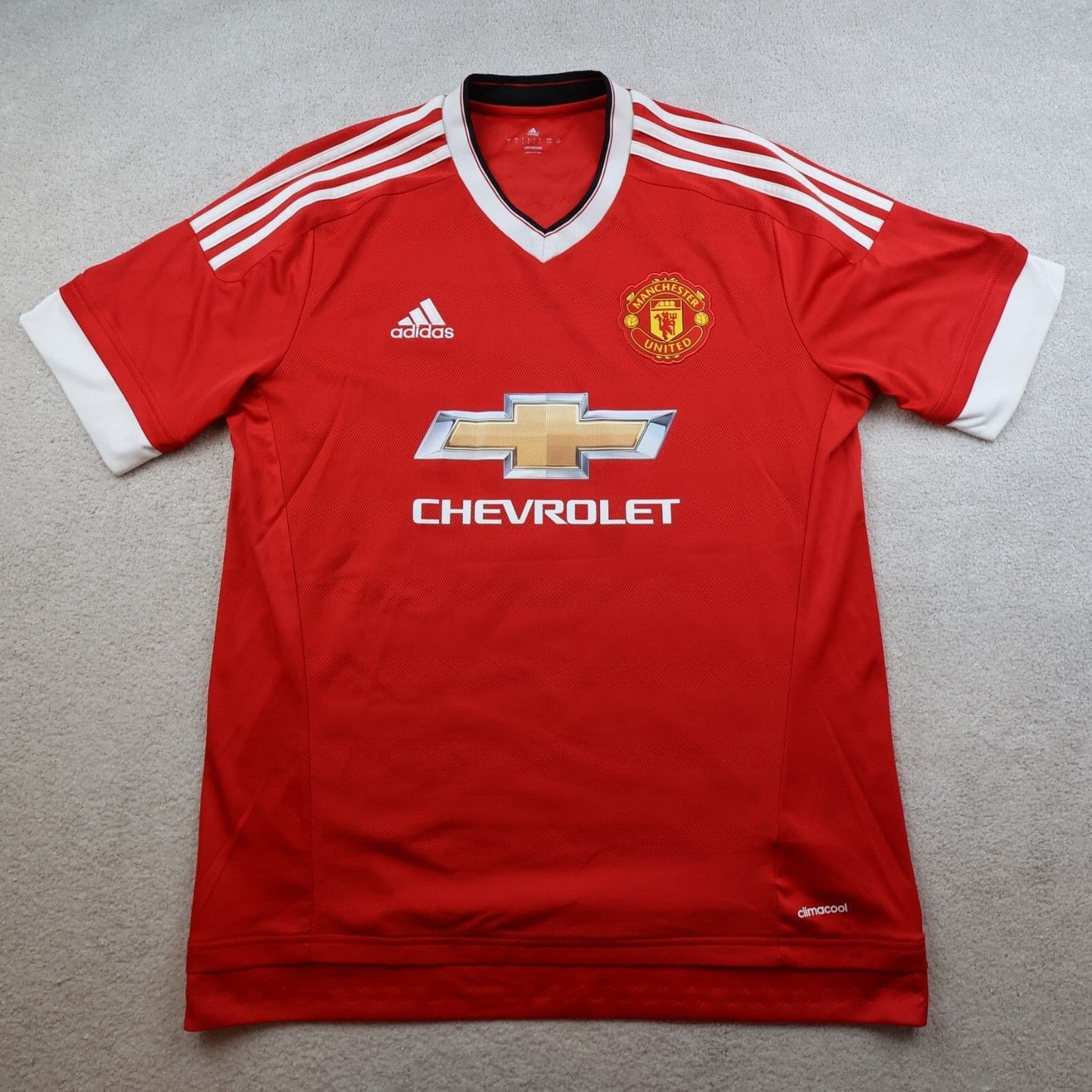 Manchester United Shirt Large Red Home Kit 2015 2016 Adidas Jersey Wayne Rooney photo 2
