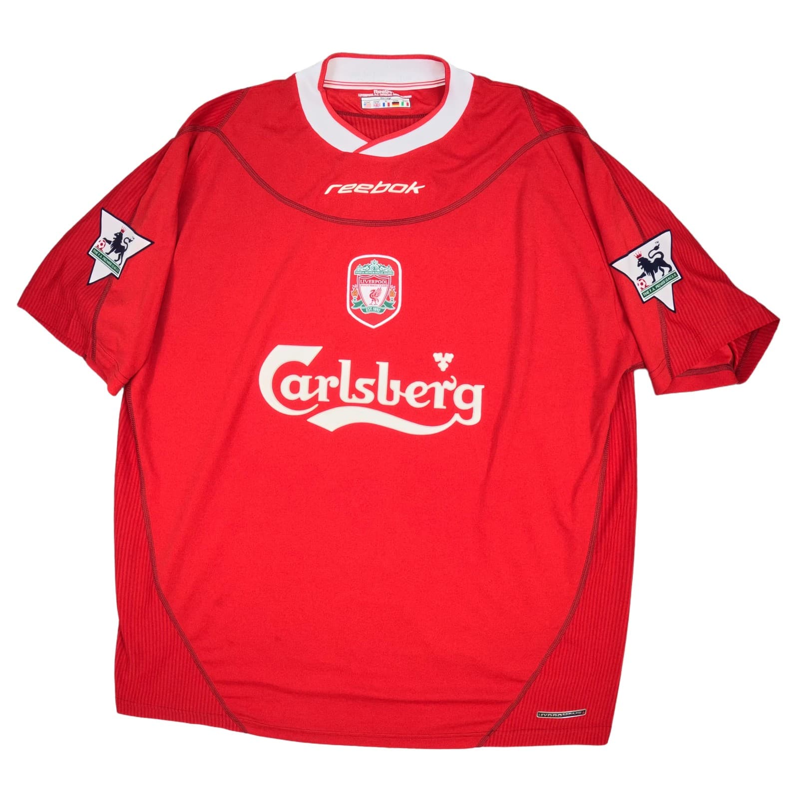 Liverpool Football Shirt Large Red Striped Home 2002 2004 Reebok Carragher 23 photo 2